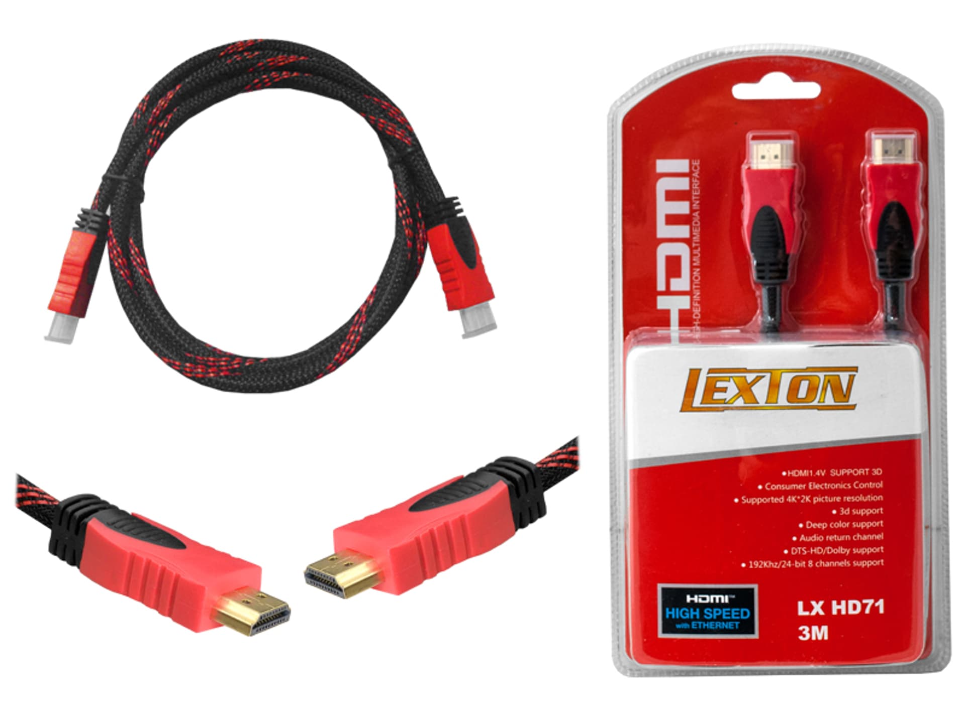 

1 szt. Kabel HDMI - HDMI wersja 1.4V, 3m, czerwony.