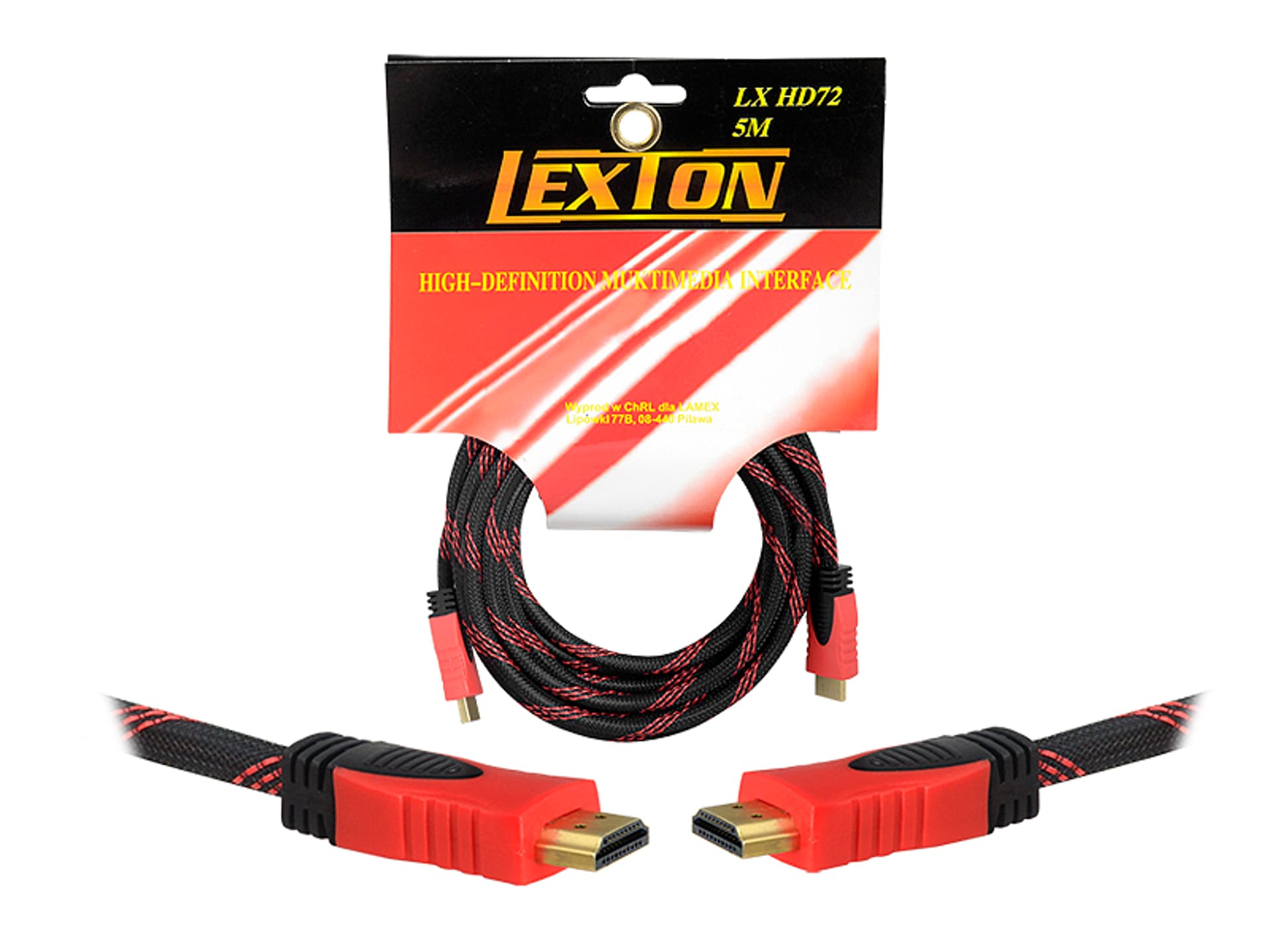 

PS Kabel HDMI - HDMI wersja 1.4V, 5m, czerwony. (1LM)