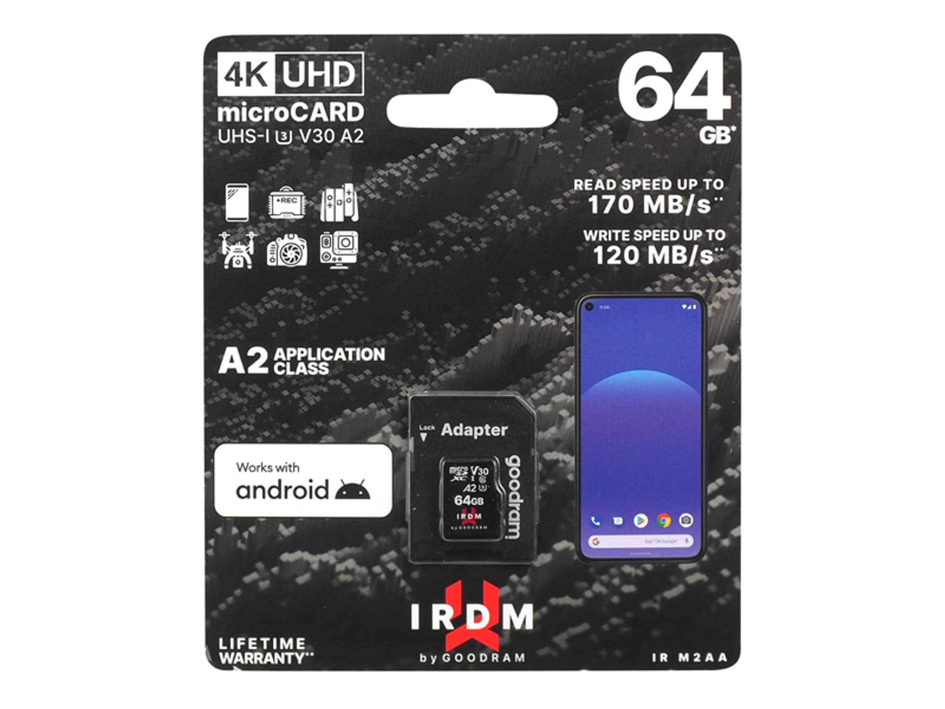 

Karta mSDXC GOODRAM 64GB IRDM UHS I U3 A2 + adapter