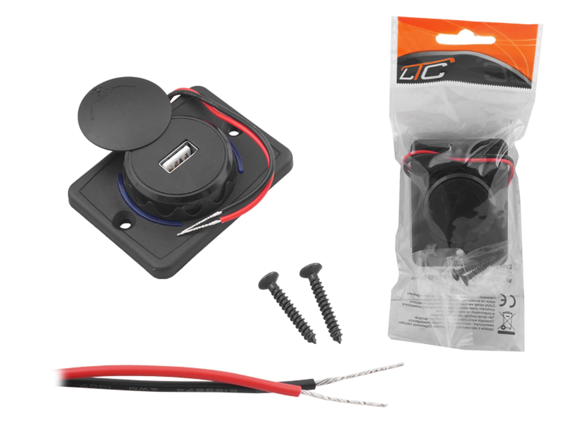 

1 szt. Ładowarka samochodowa uniwersalna do montażu slim USB 12/24V 5V/2,4A.