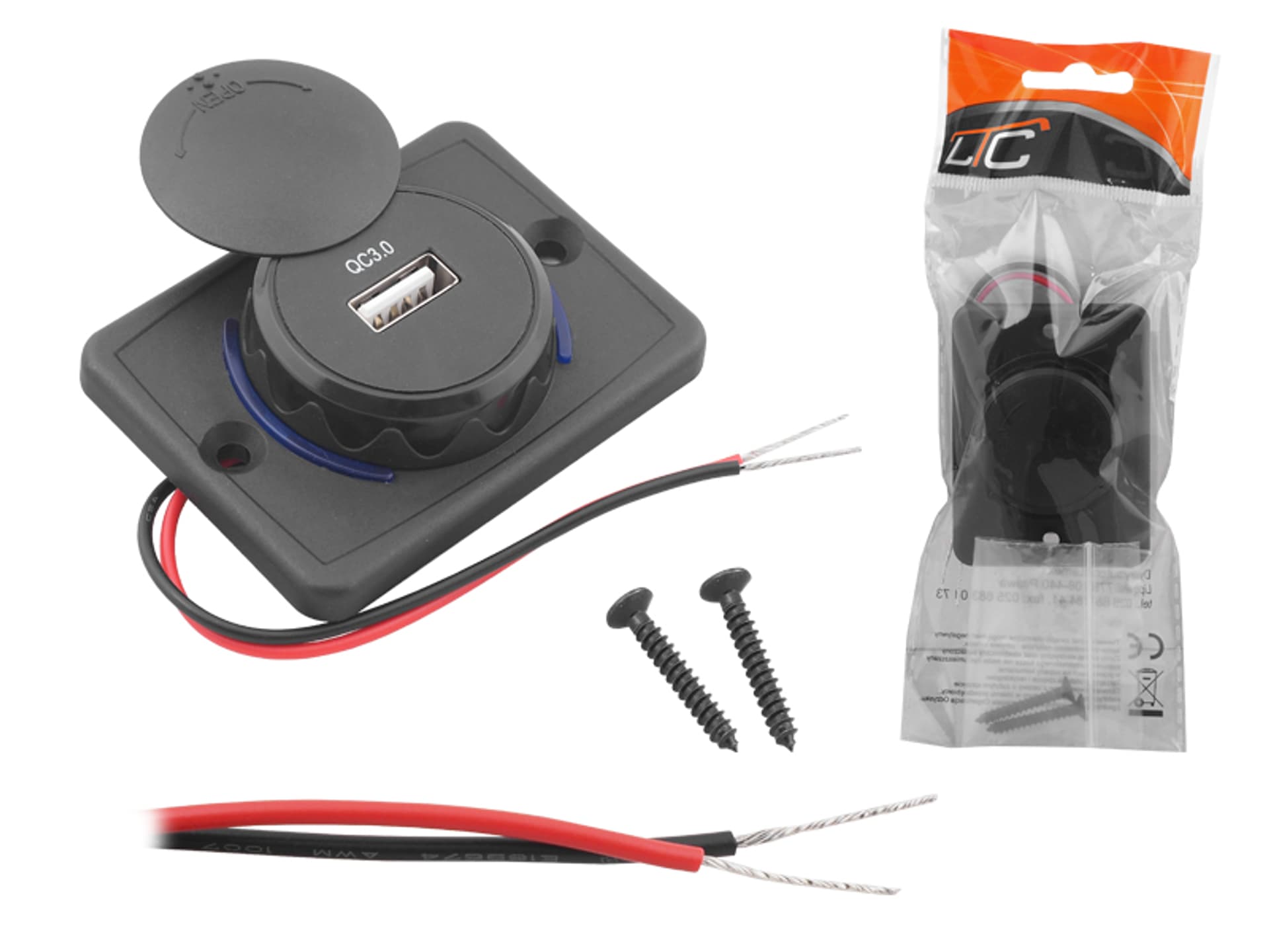 

1 szt. Ładowarka samochodowa uniwersalna do montażu slim USB 3.0 12/24V 5V/3A 9V/2A 12V/1,5A, QUICK CHARGER.
