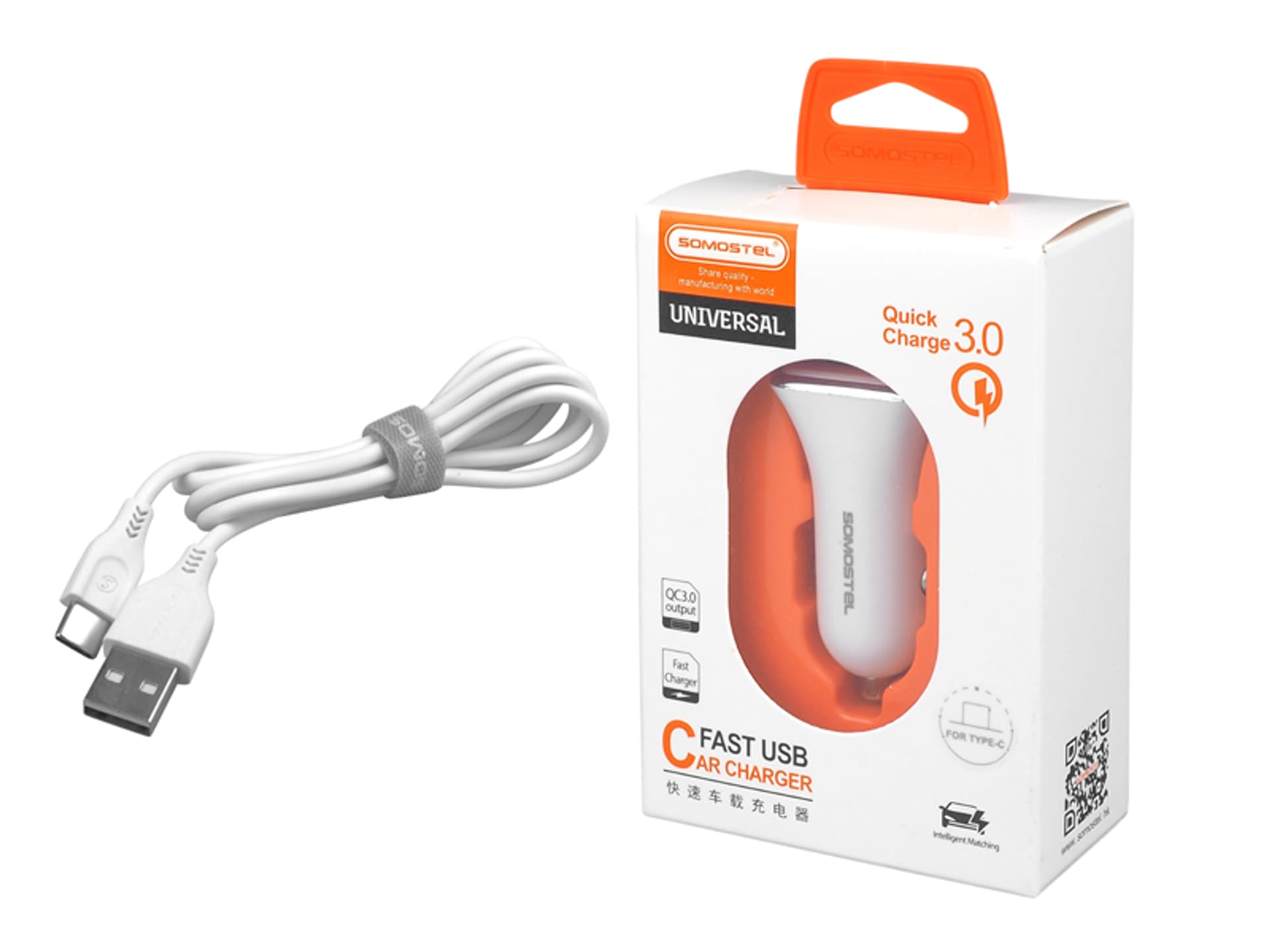 

Ładowarka sam. SOMOSTEL 3A + kabel TYP-C biała 3100mAh SMS-A43 QUICK CHARGER 3.0 (1LM)