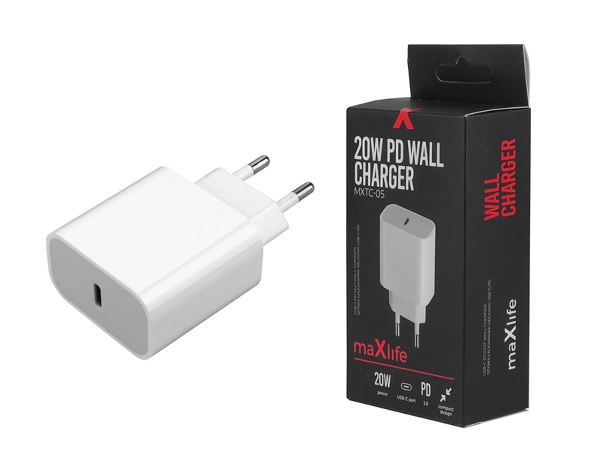 

1 szt. Maxlife ładowarka sieciowa PD Lightning USB-C 20W biała