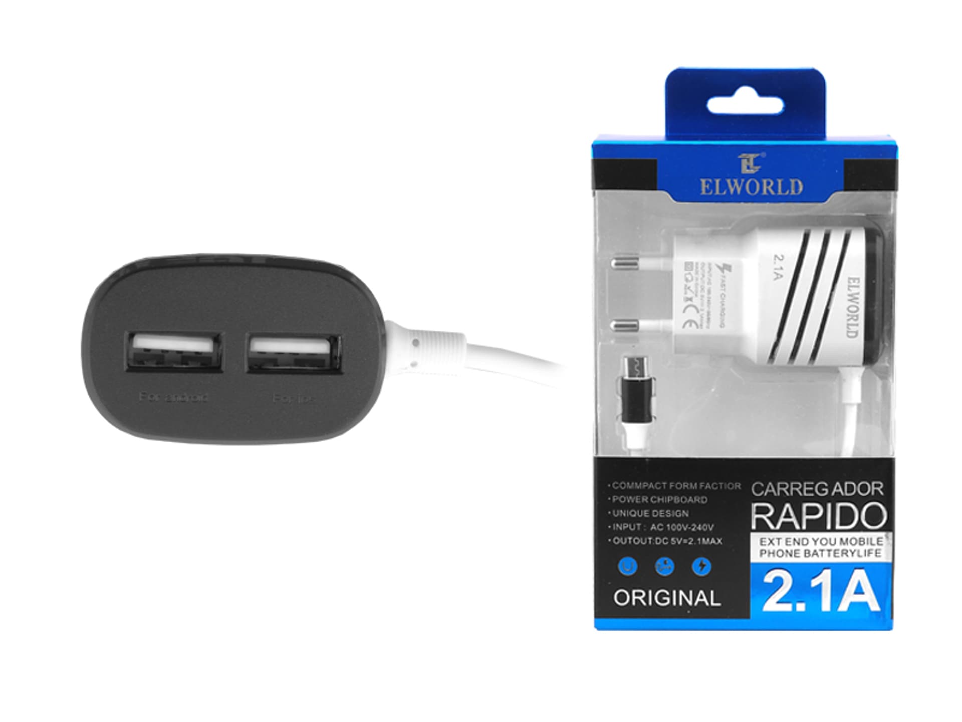 

Ładowarka sieciowa Fast Charging wtyk Micro USB 2xUSB 2.1A BOX.