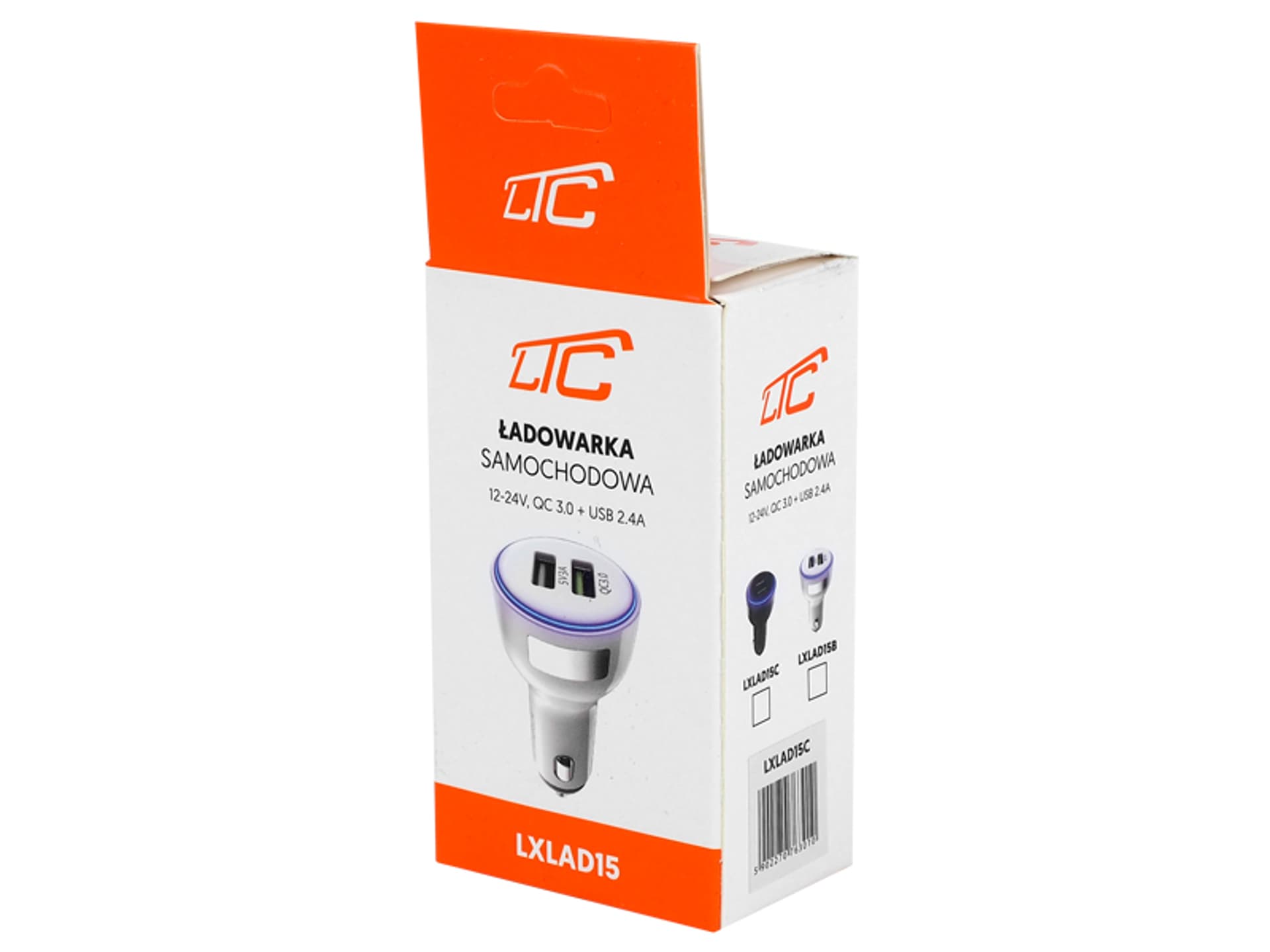 

Ładowarka samochodowa LTC Quick Charger, 12-24 V/2.4 A, QC 3.0, 18 W, biała. (1LM)