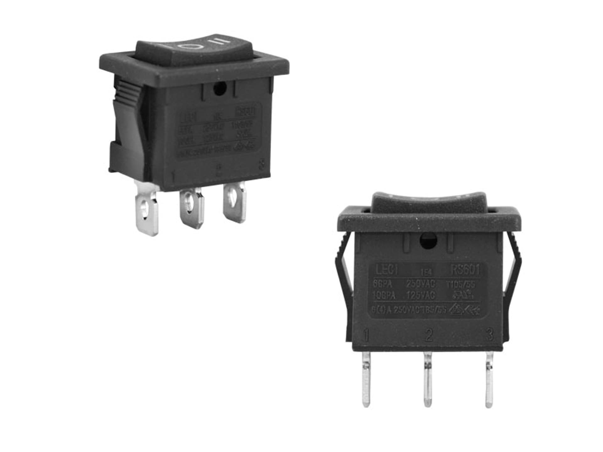 

5 szt. Przełącznik kołyskowy prostokąt 1-0-2 6A 250V 3 pin HQ LECI.