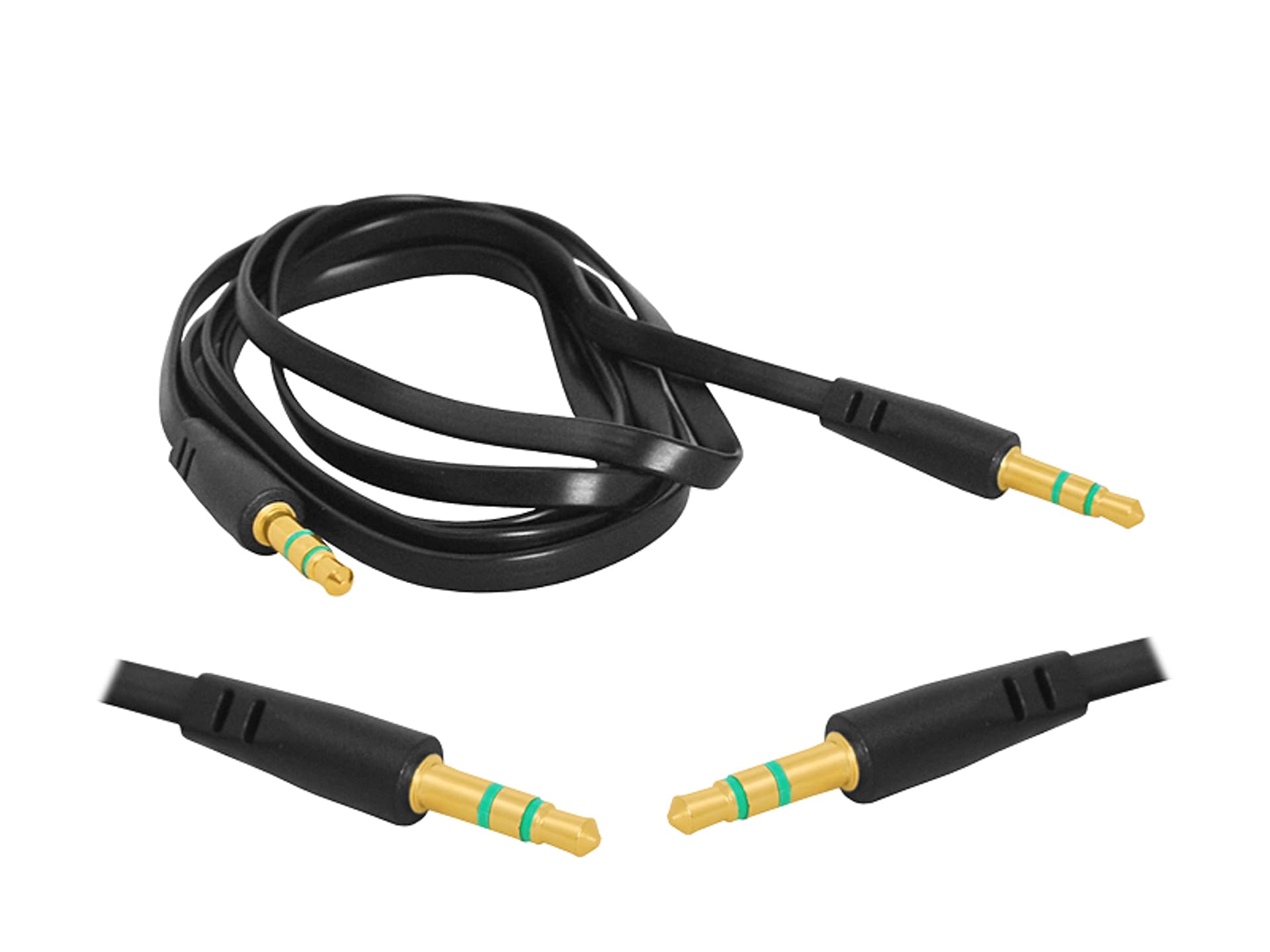 

1 szt. Kabel Jack 3,5mm-Jack 3,5mm, 1m, płaski, czarny.