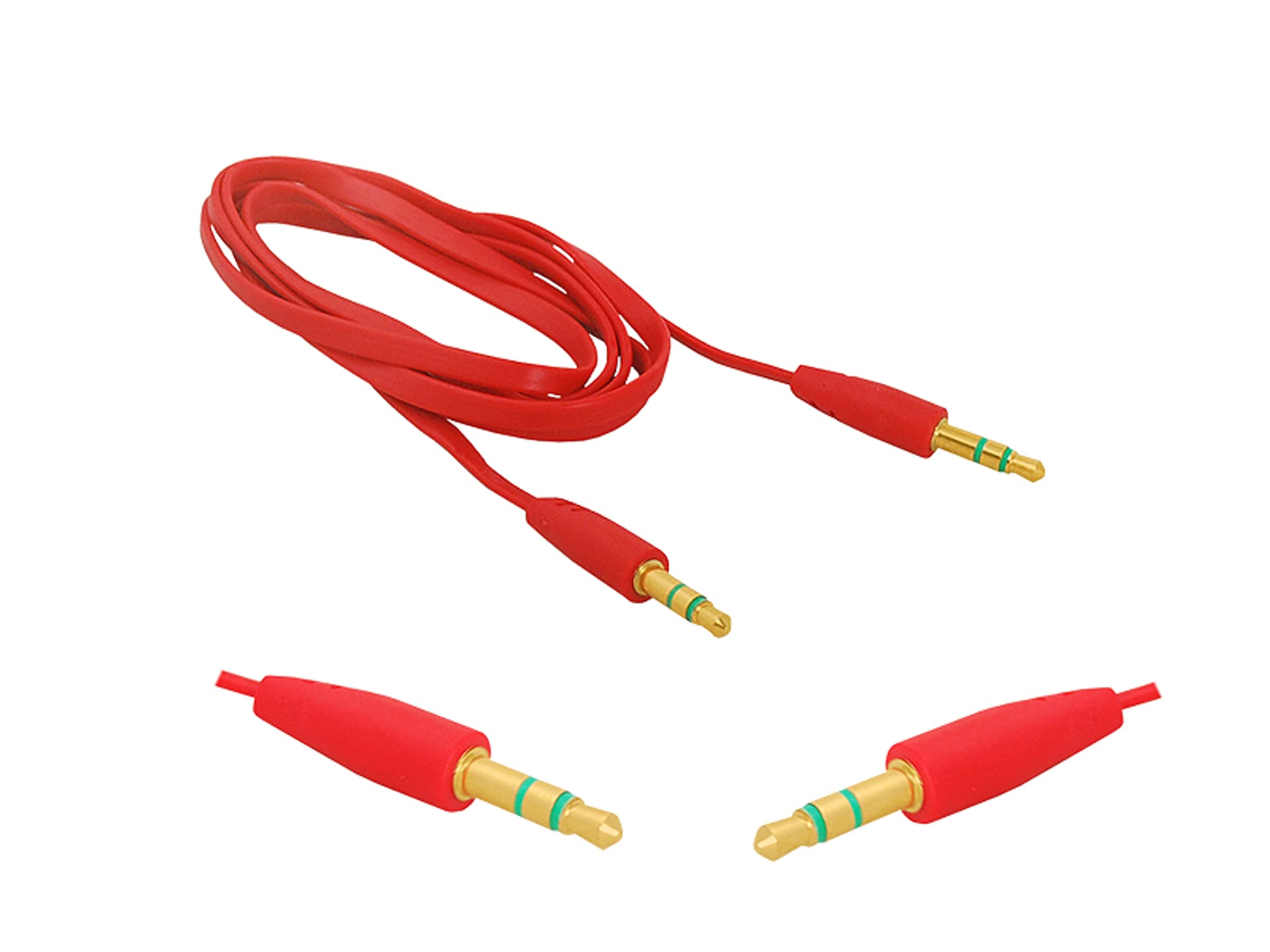 

1 szt. Kabel Jack 3,5mm-Jack 3,5mm, 1m, płaski, czerwony.