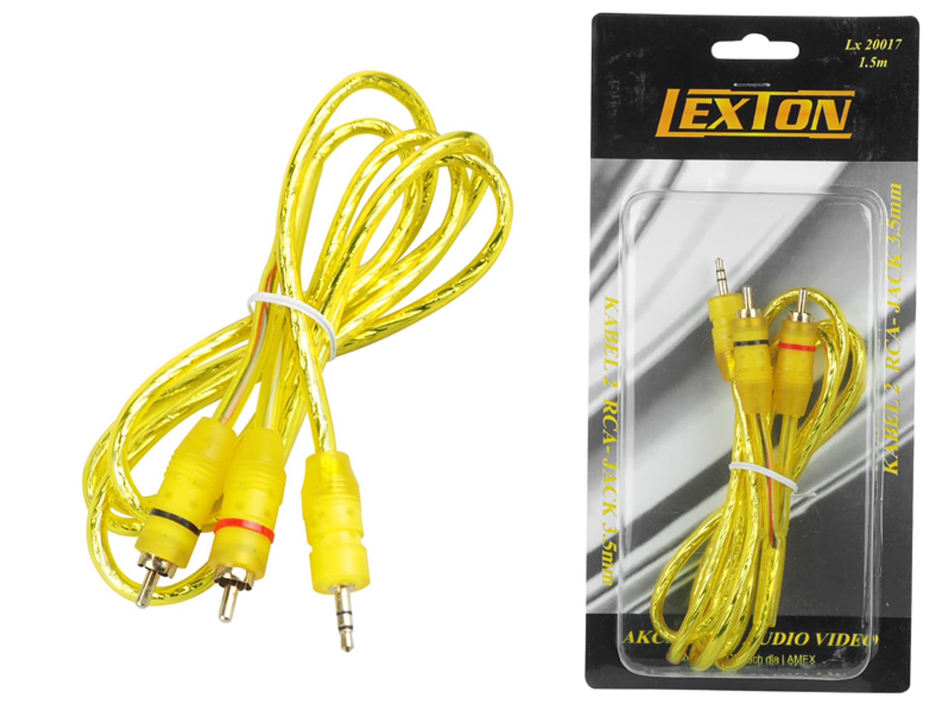 

Kabel mini Jack 3.5 mm - 2 wtyki RCA, 1.5 m, żółty. (1LM)