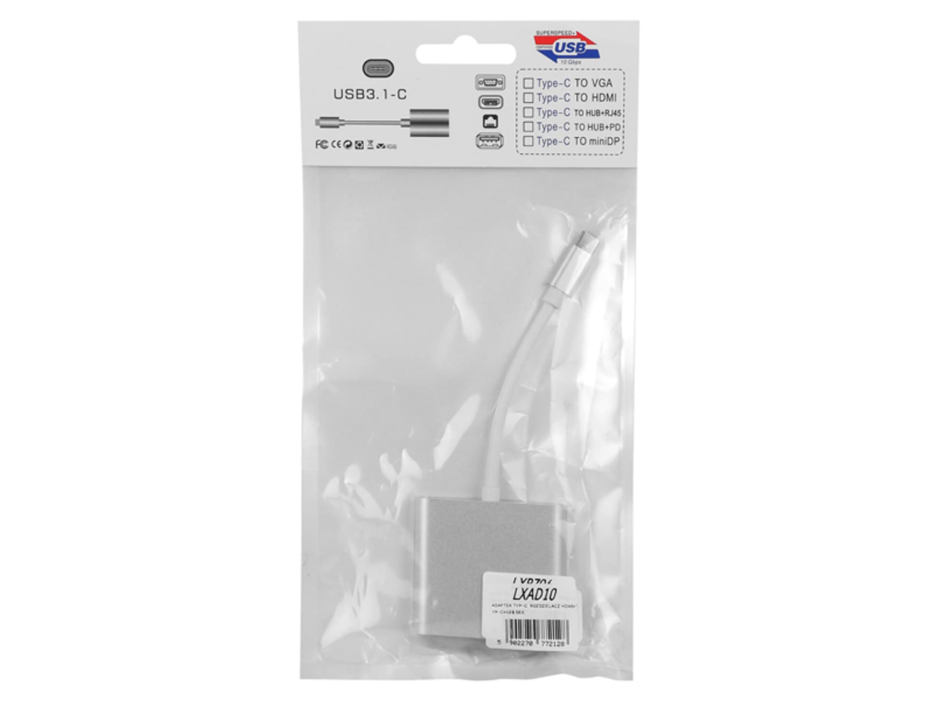 

1 szt. Adapter Type-C, rozdzielacz HDMI + Type-C + USB, DEX.