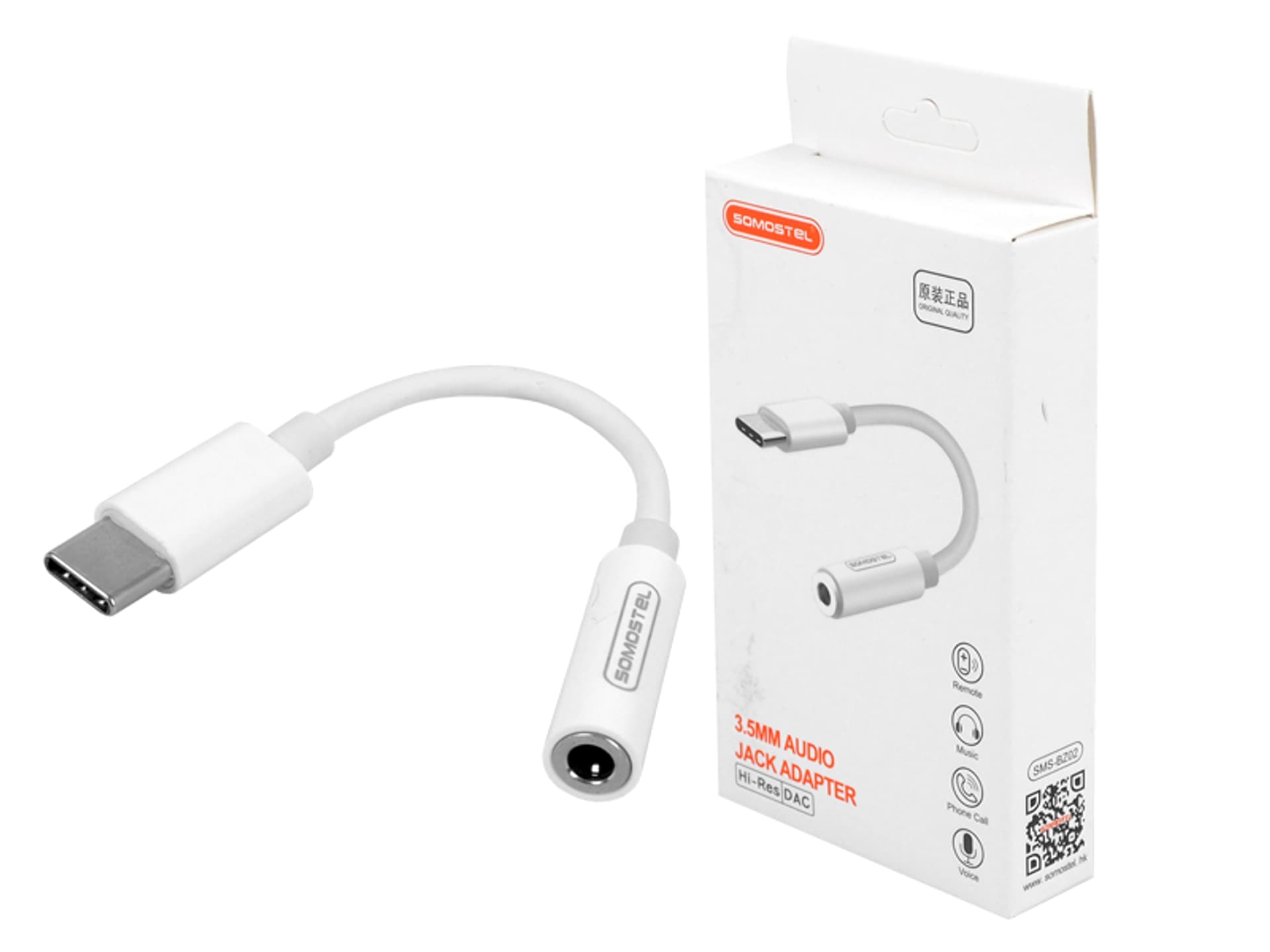 

Adapter HF Somostel SMS-BZ02, USB Type C, audio Jack, HiRes DAC, biały. (1LM)