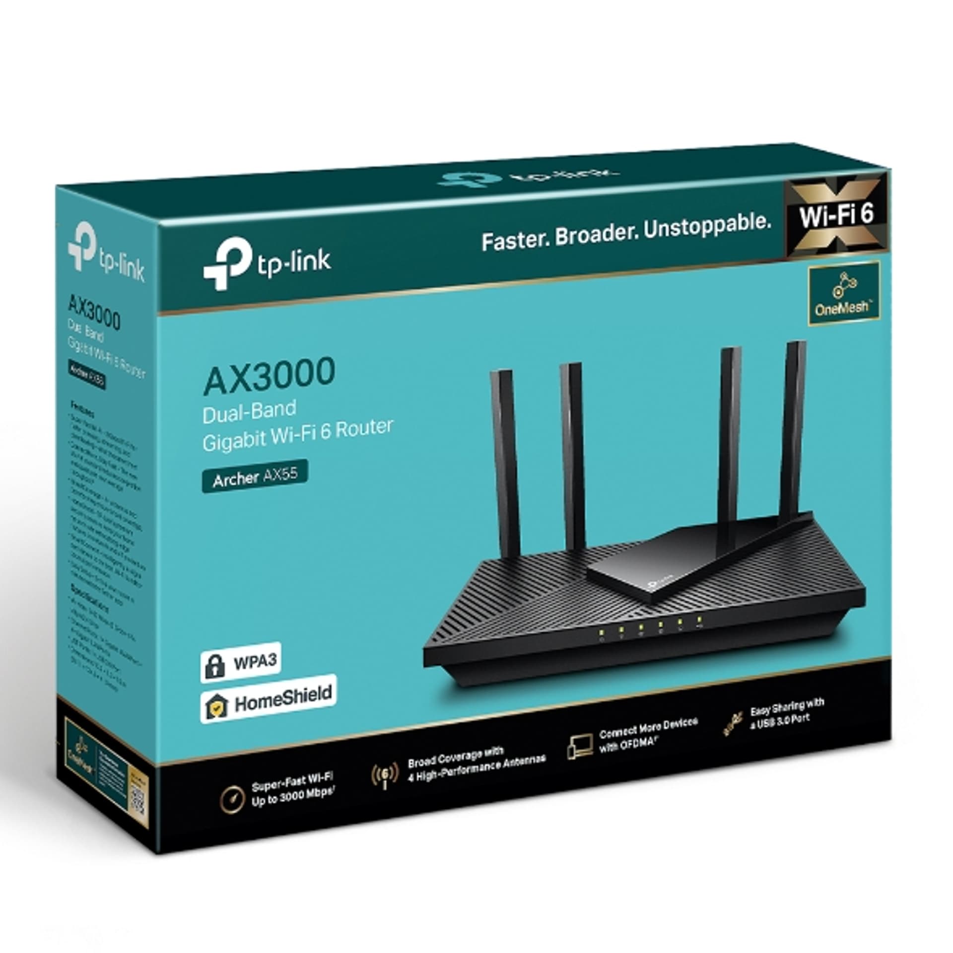 

TP-LINK ARCHER AX55 MU-MIMO OFDMA AX3000 WIFI 6 WIRELESS GIGABIT ROUTER