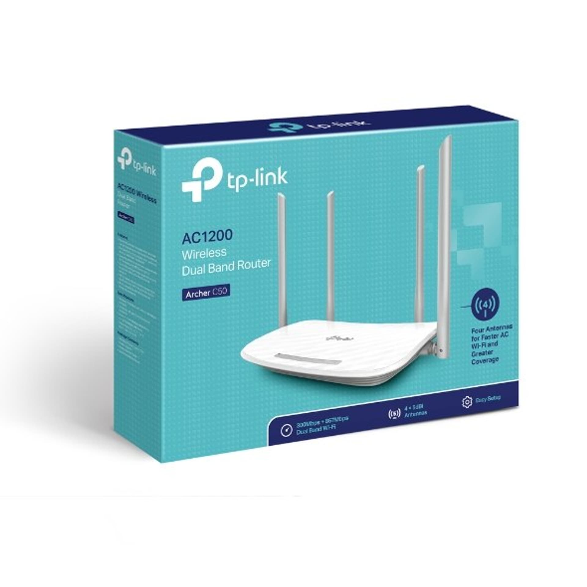 

TP-LINK Router Archer C50 802.11ac, 300+867 Mbit/s, 10/100 Mbit/s, Ethernet LAN (RJ-45) ports 4, Antenna type 2xExternal, 1xUSB, Rj-45) ports 4/antenna type 2xexternal/1xus