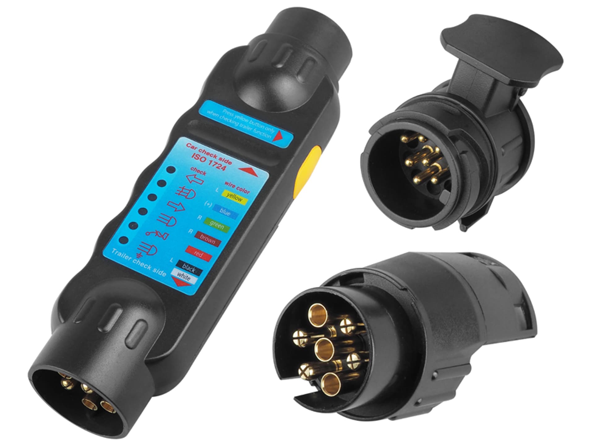 

1 szt. Tester gniazd i wtyczek przyczep + adaptery 13/7 7/13.