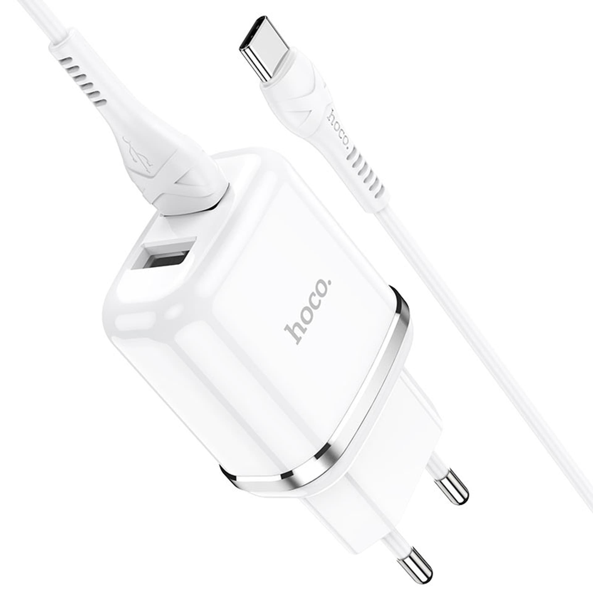 

Ładowarka Sieciowa 2,4A 2xUSB + Kabel 1m USB Typ C Hoco N4 Smart Dual USB USB-C biała