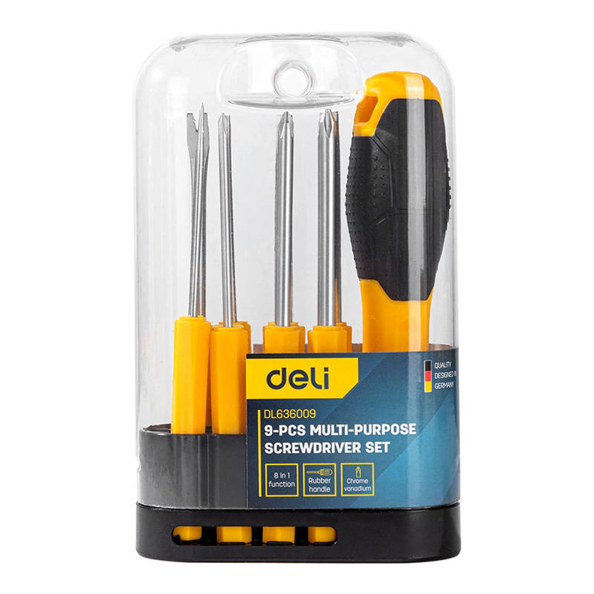 

Wkrętak z 8 wymiennymi końcówkami Deli Tools EDL636009