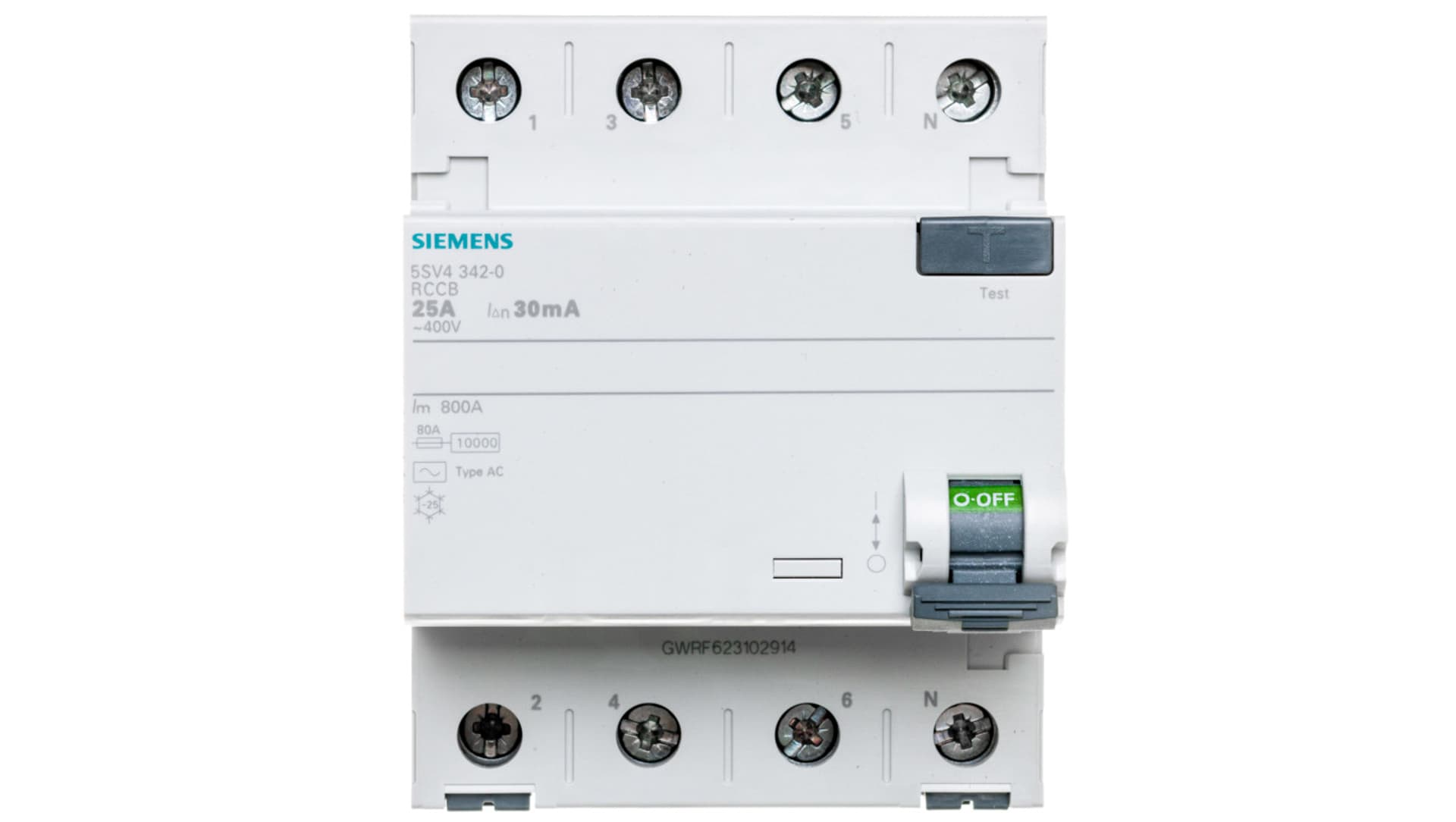 

Wyłącznik różnicowoprądowy 4P 25A 0,03A typ AC 30mA 400V SENTRON 5SV4342-0