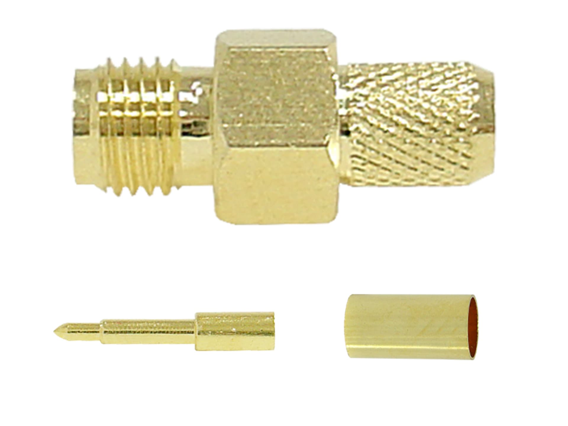 

5 szt. Wtyk SMA-RP H155(pin męski), zaciskany, złoty.