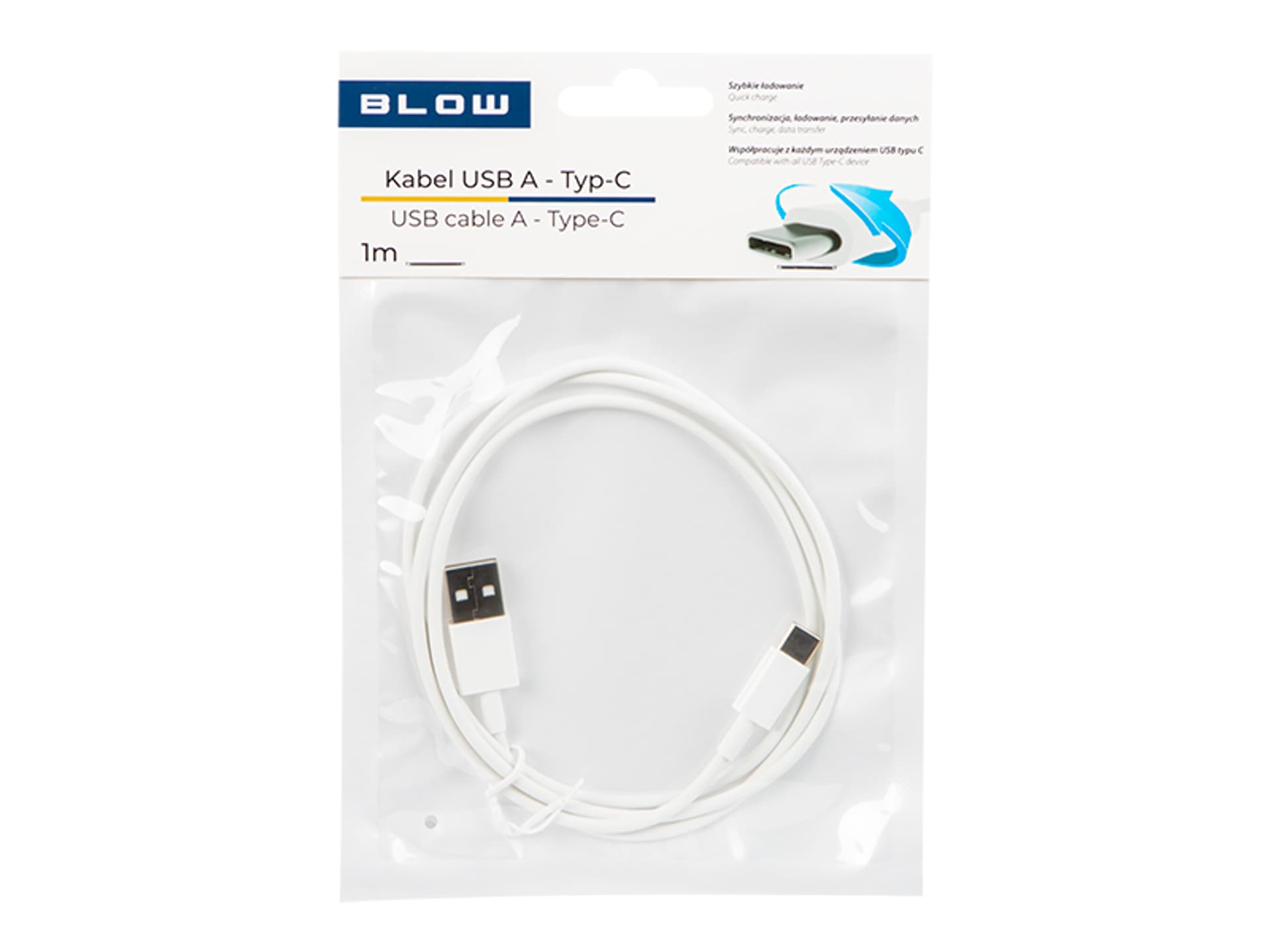 

66-151# Przył.usb 2.0 a - usb-c 1m białe