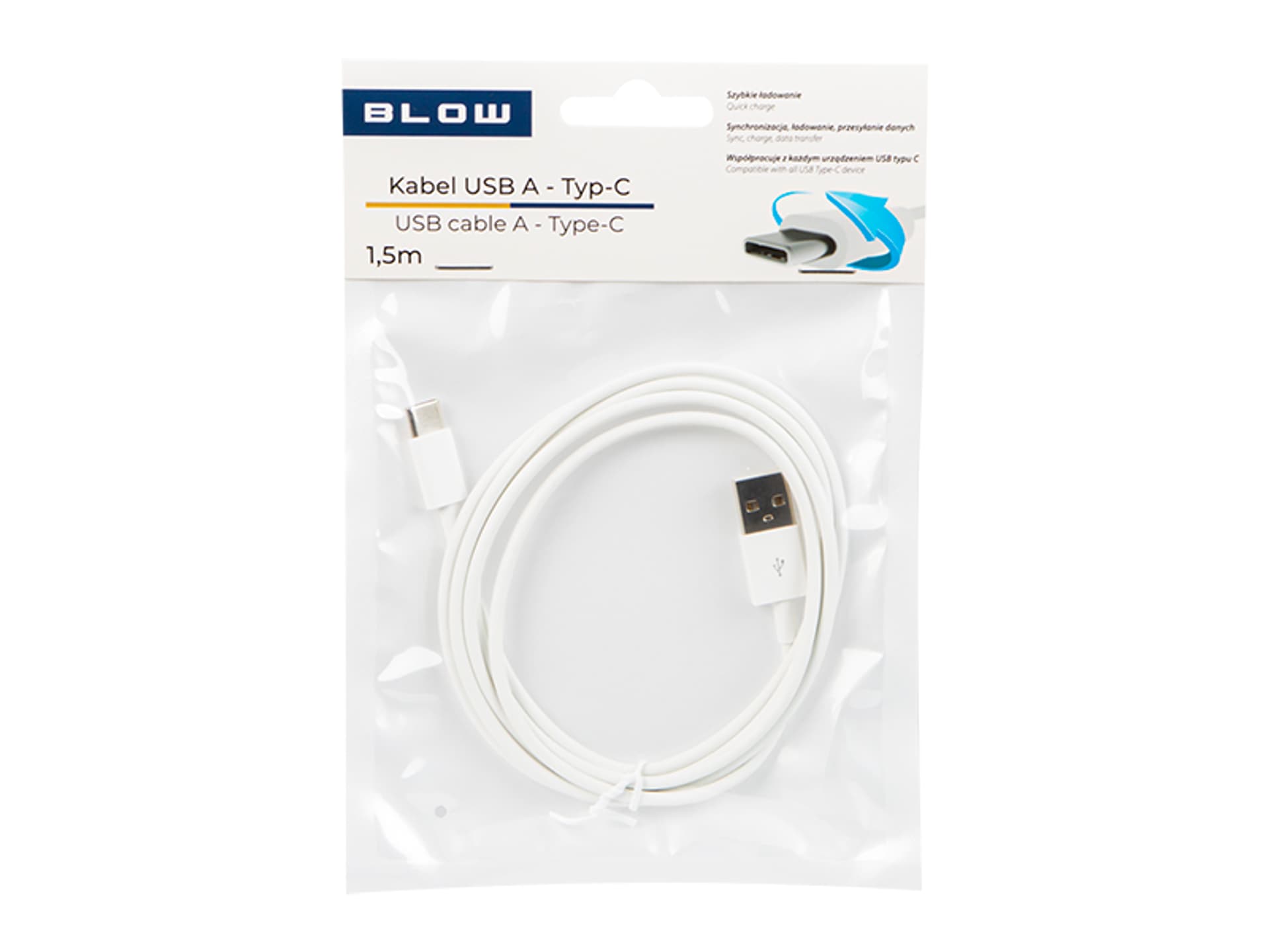 

66-152# Przył.usb 2.0 a - usb-c 1,5m białe