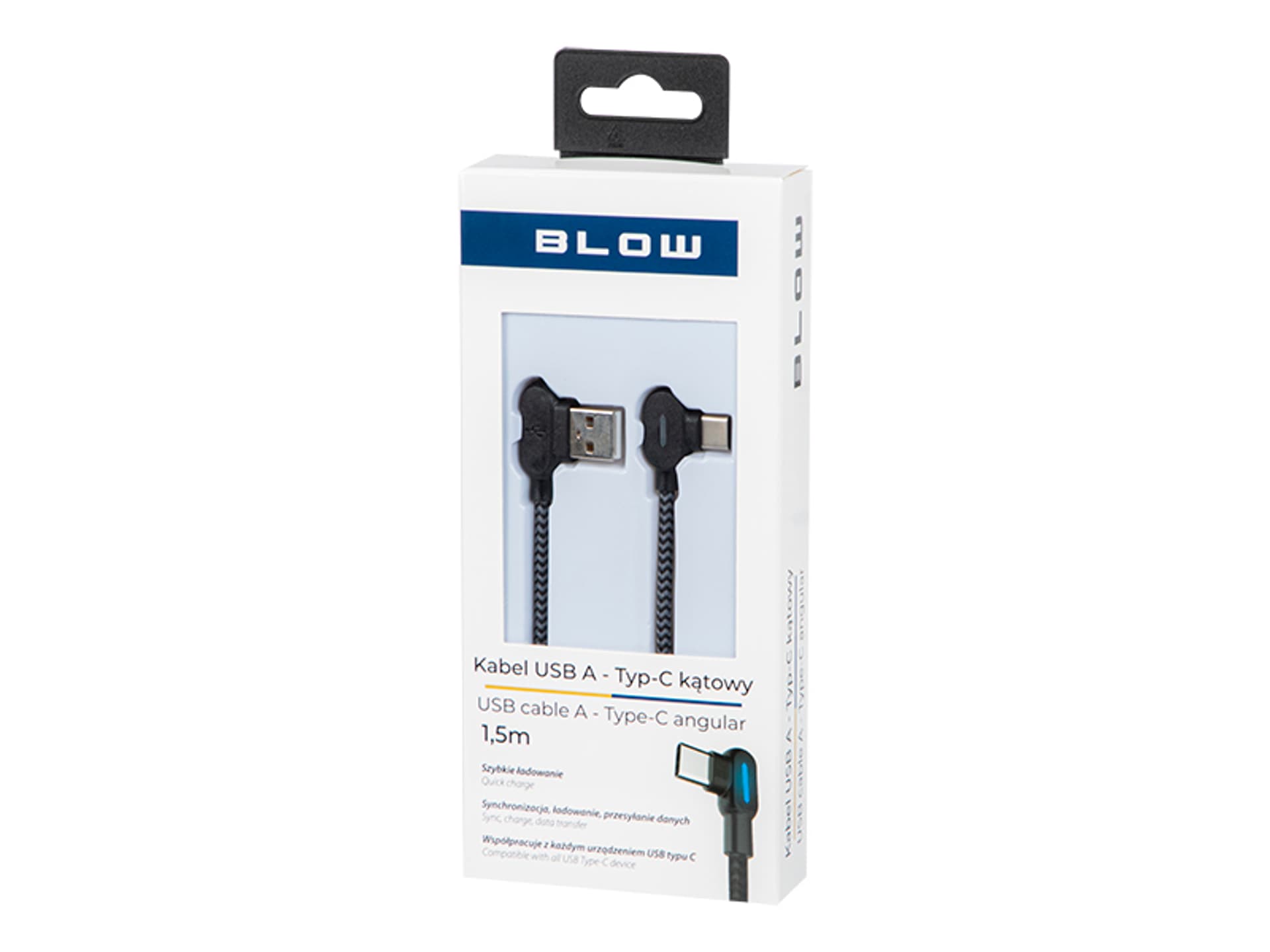 

66-157# Przył.usb 2.0 a - usb-c 1,5m kąt. plecio