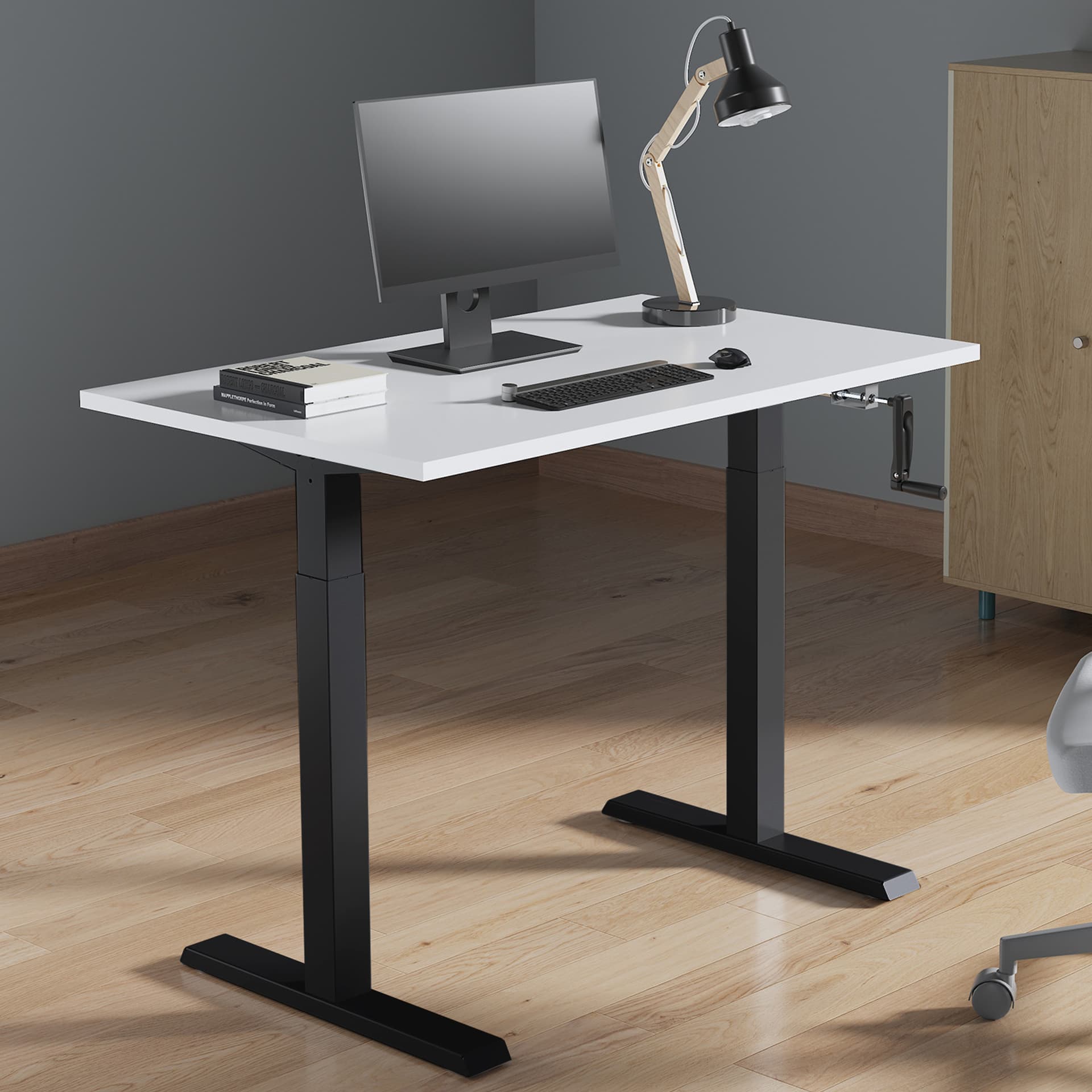 

Biurko ręczna regulacja wys. Ergo Office, max 70 kg, max wys 123cm - bez blatu do pracy stojąco siedzącej, czarne, ER-402 B