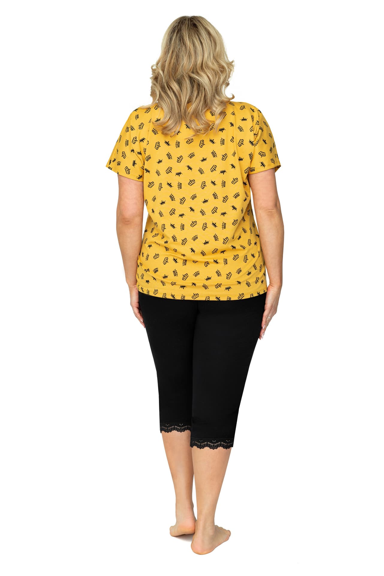 

PIŻAMA DAMSKA QUEEN PLUS 3/4 SALE (kolor musztardowy, rozmiar XXXXL)