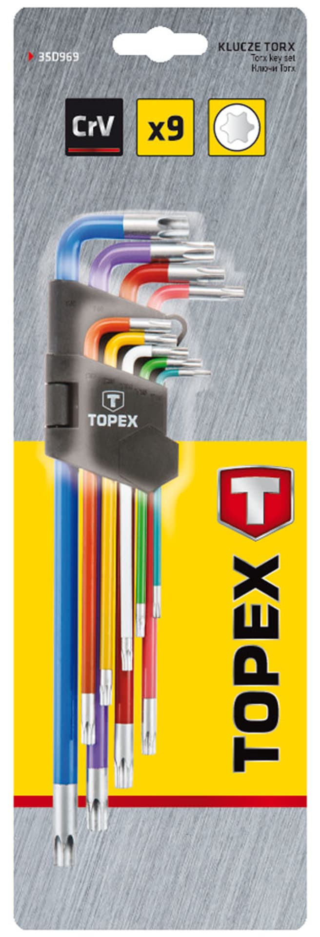 

Klucze Torx, kolorowe, zestaw 9 szt.