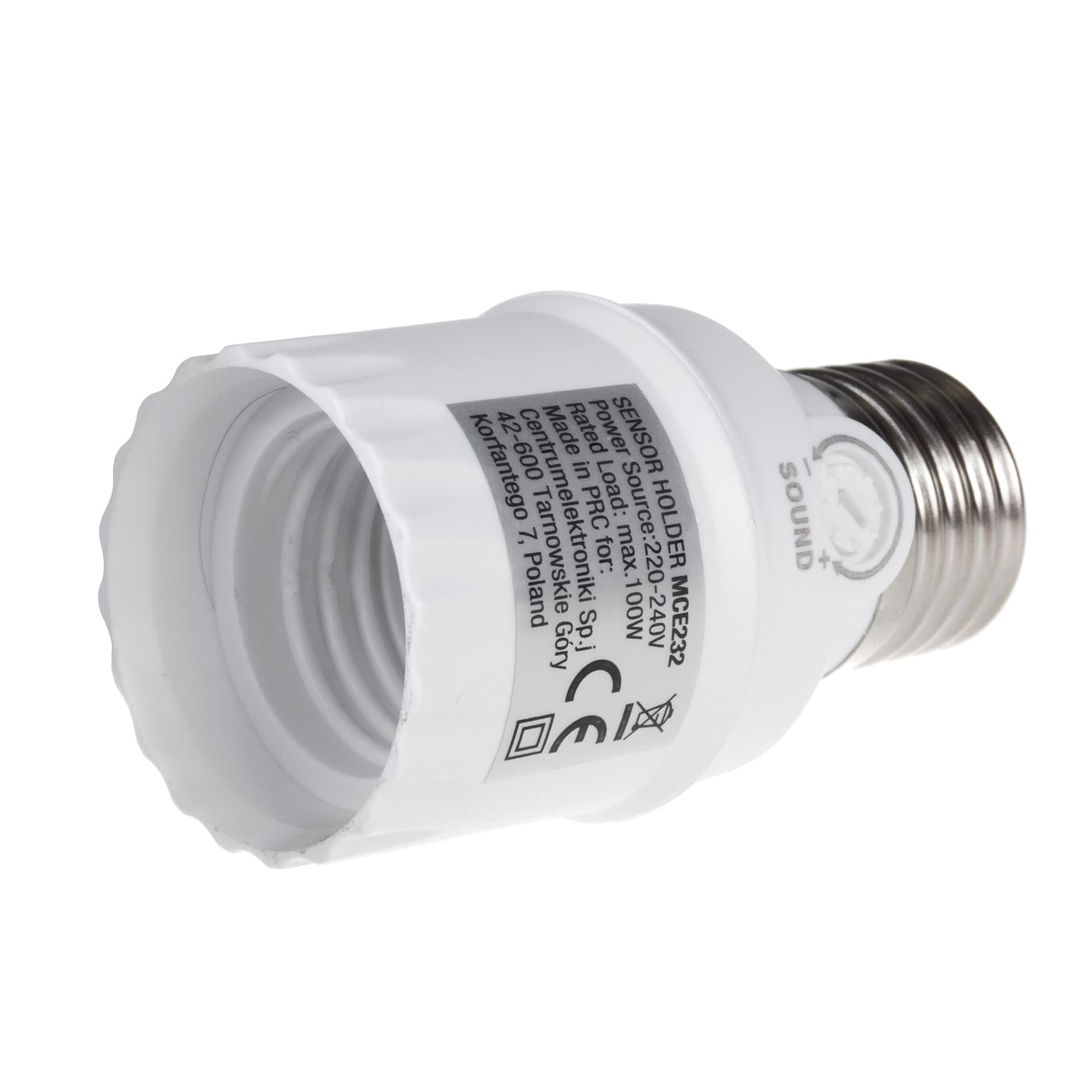 

Oprawa żarówki z czujnikiem dźwięku Maclean, E27 z czujnikiem dzwięku, max 100W, Zakres 30dB - 90dB, MCE232