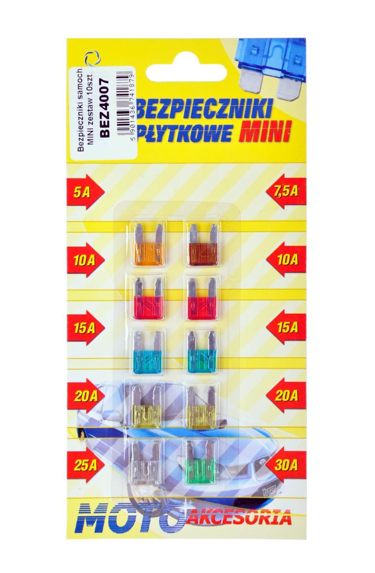 

Bezpieczniki samochodowe MINI zestaw 10szt.