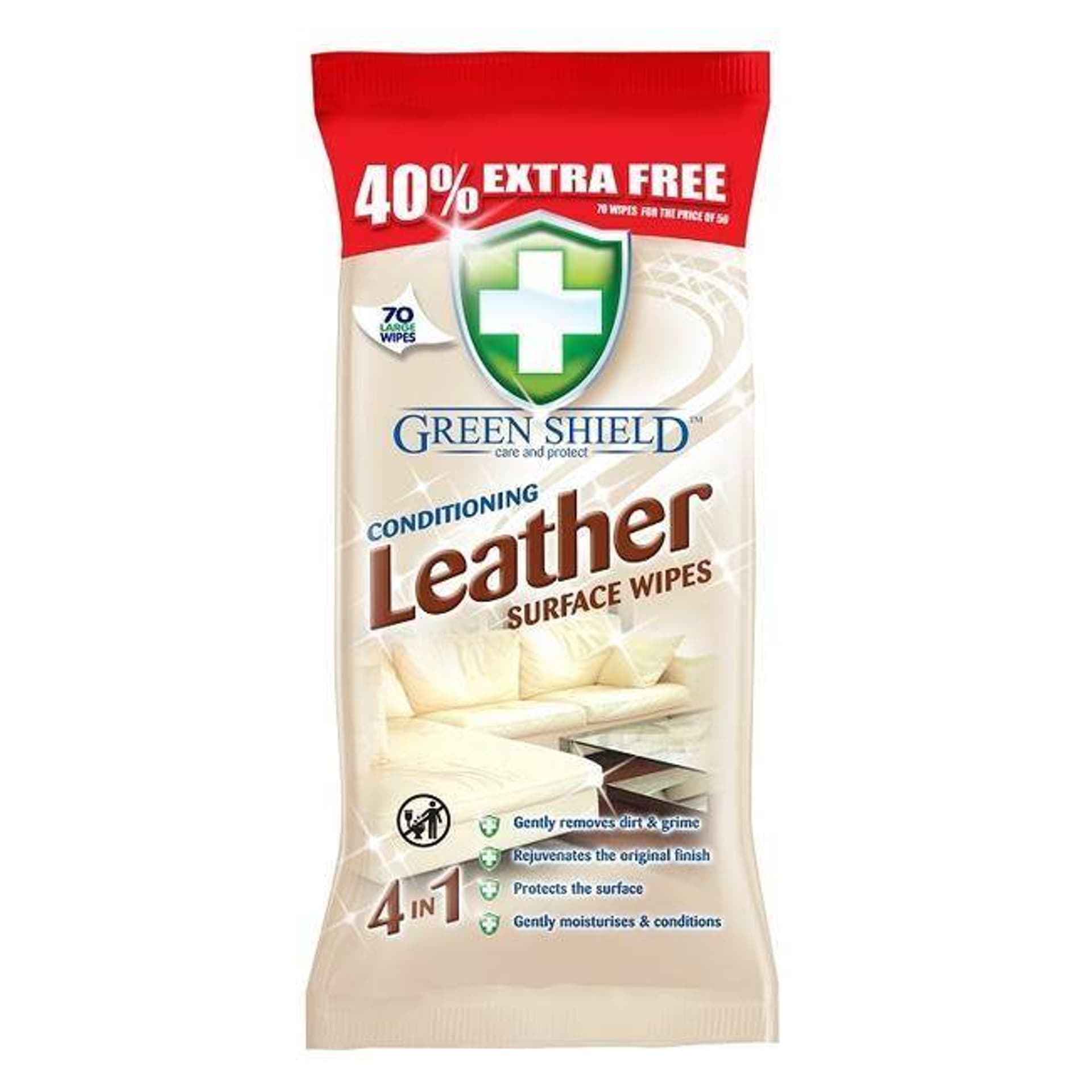 

GREEN Chusteczki do mebli skórzanych 70szt SHIELD LEATHER WIPES