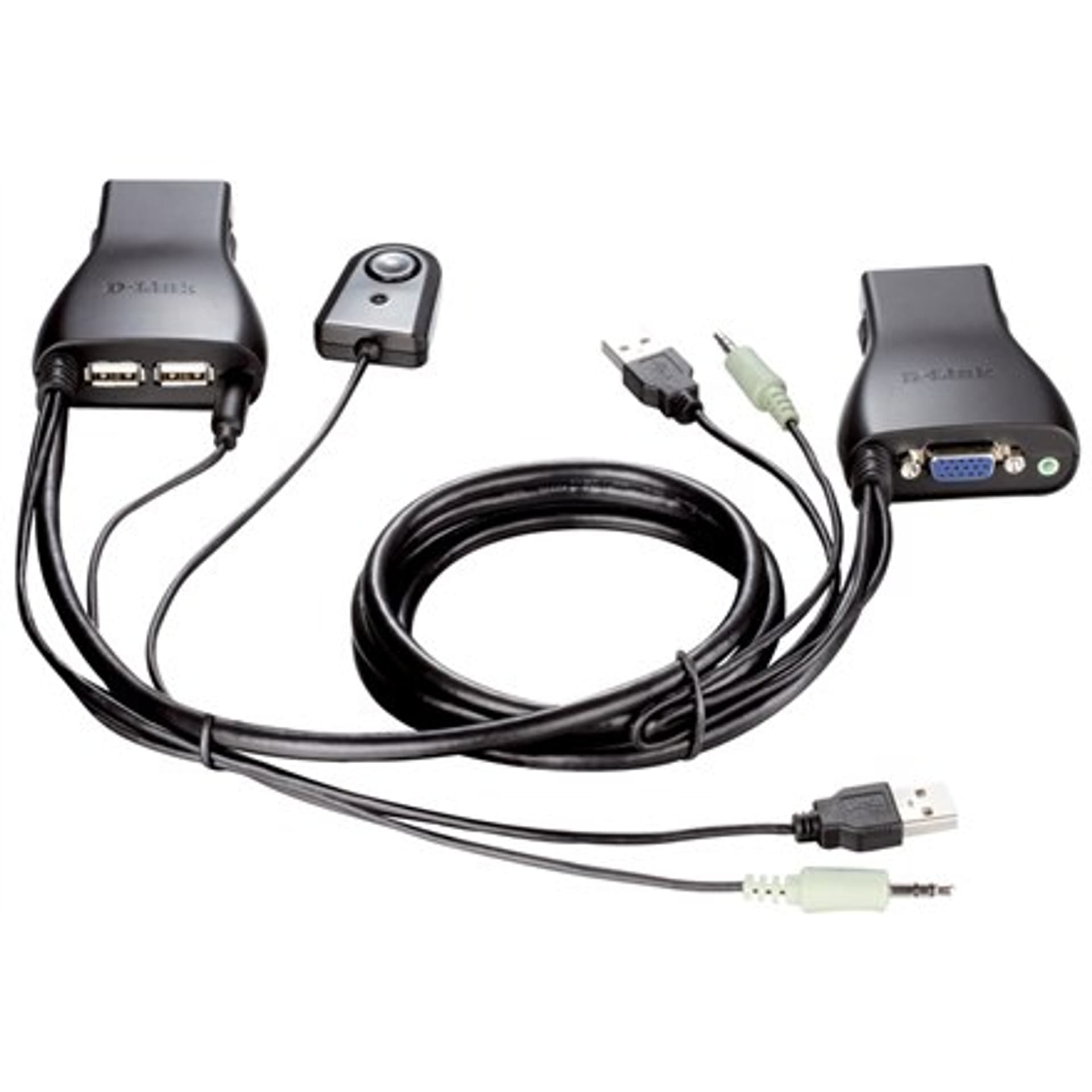

D-Link KVM-221 2-portowy przełącznik KVM USB z obsługą audio Przełącznik KVM(klawiatura/wideo/mysz), VGA, zasilanie z portów W,