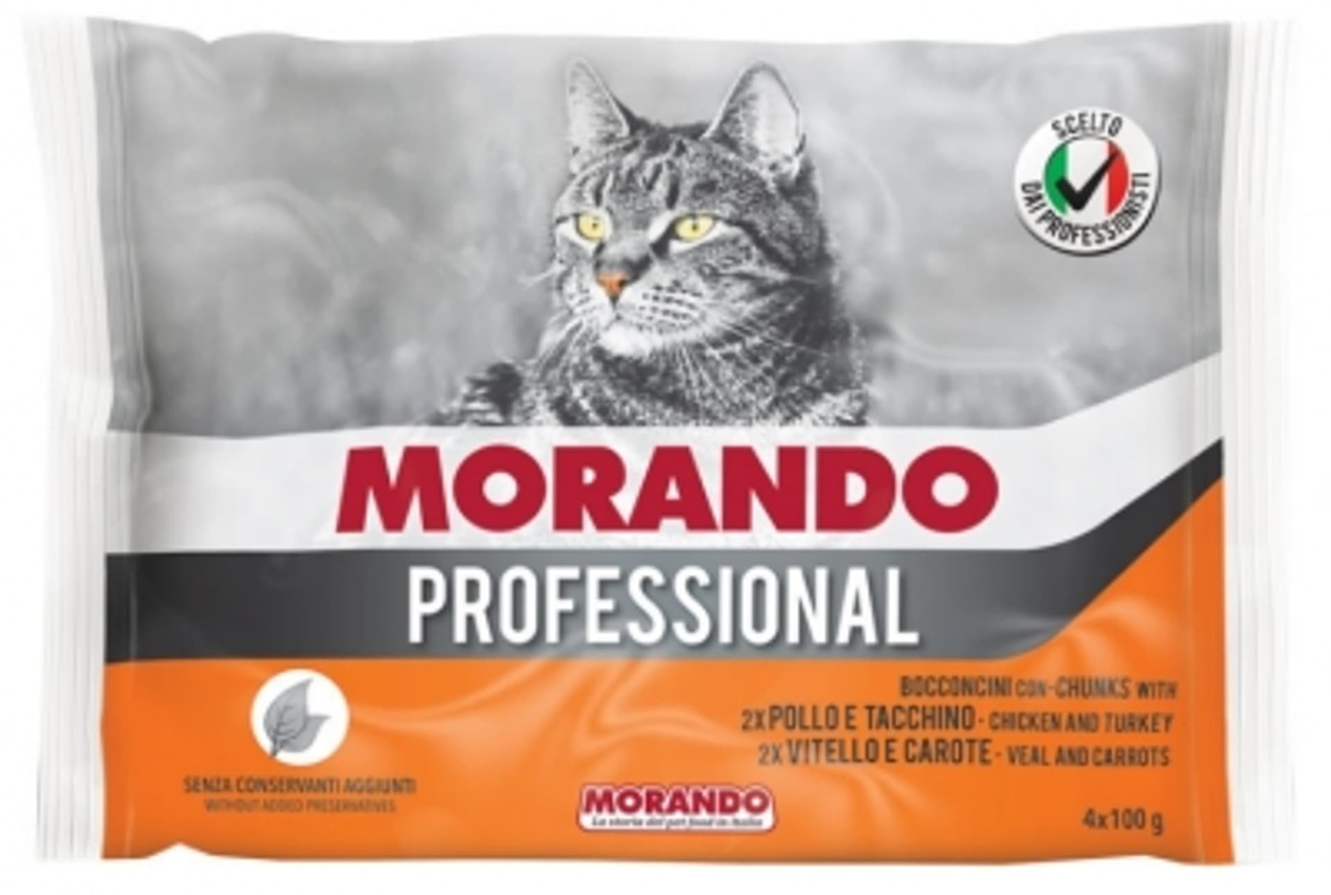 

MORANDO PRO KOT Kawałki z kurczakiem i indykiem oraz cielęciną i marchewką 4x100g