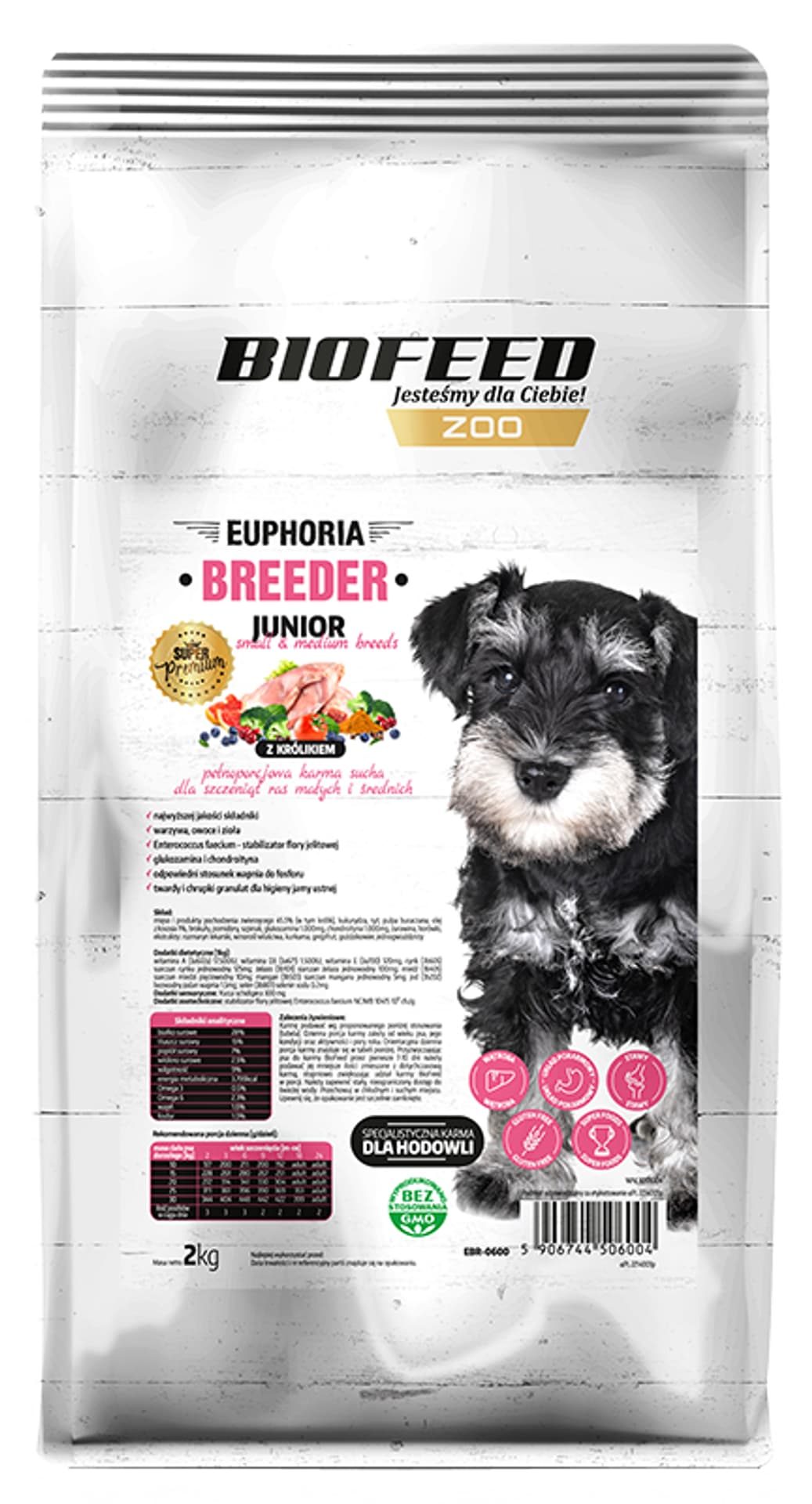 

BIOFEED EUPHORIA BREEDER JUNIOR Small & Medium dla szczeniąt małych i średnich ras z królikiem 2kg