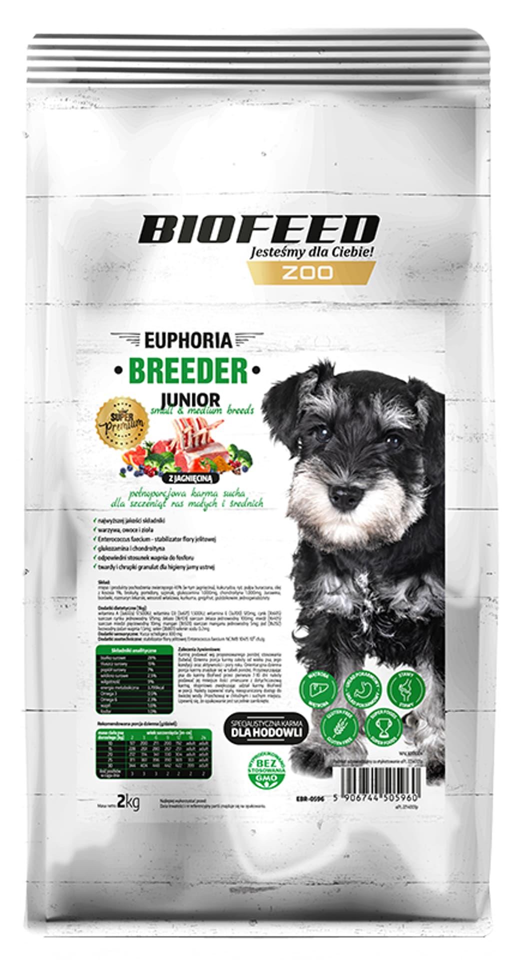 

BIOFEED EUPHORIA BREEDER JUNIOR Small & Medium dla szczeniąt małych i średnich ras z jagnięciną 2kg