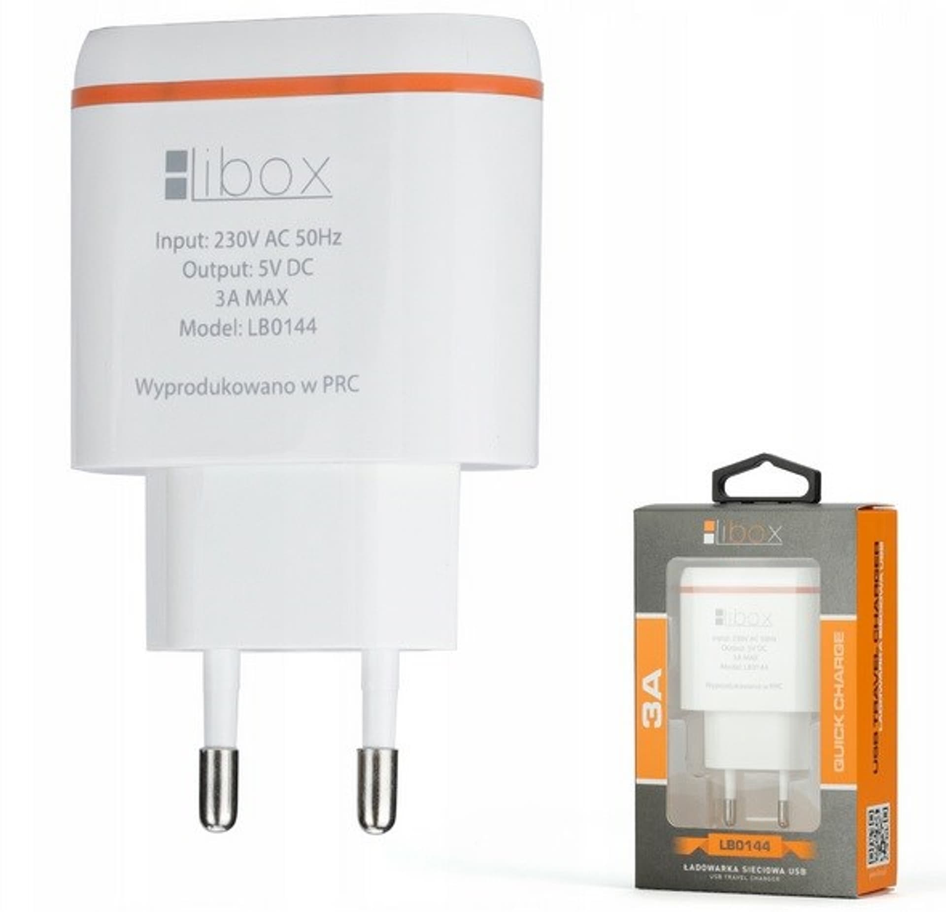 

Ładowarka sieciowa Libox LB0144 (USB; kolor biały)