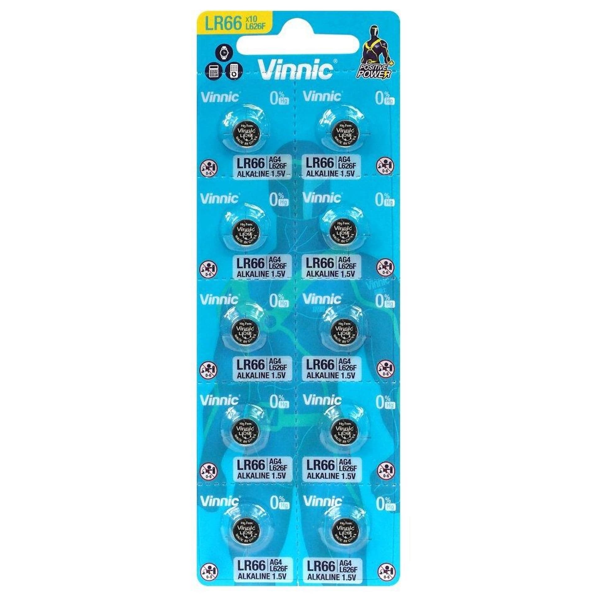 

VINNIC BATERIE ALKALICZNE GUZIKOWE MINI G4/AG4/LR66 BLISTER 10 SZTUK L626F
