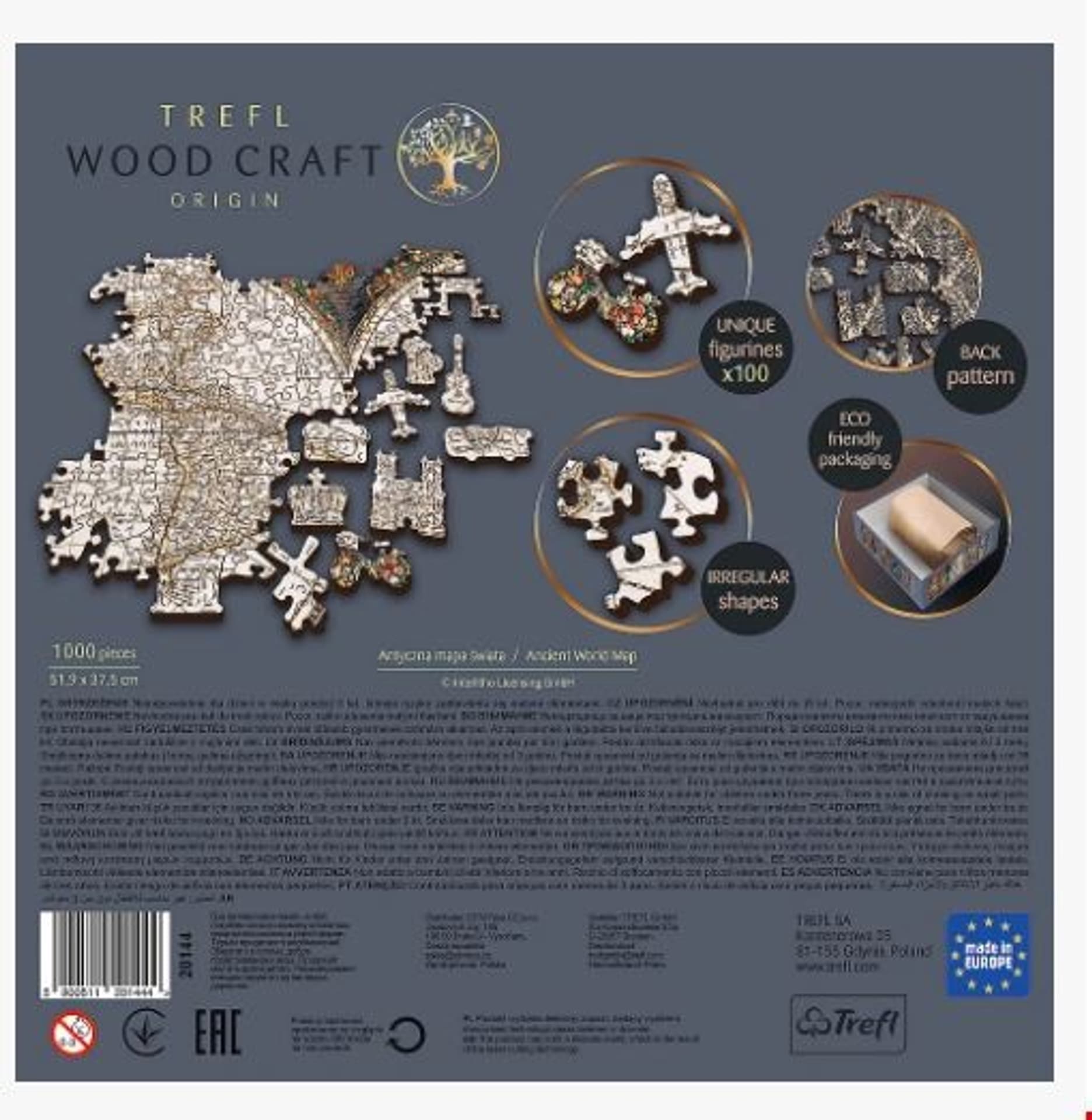 

Gra puzzle drewniane 1000 elementów Antyczna mapa świata