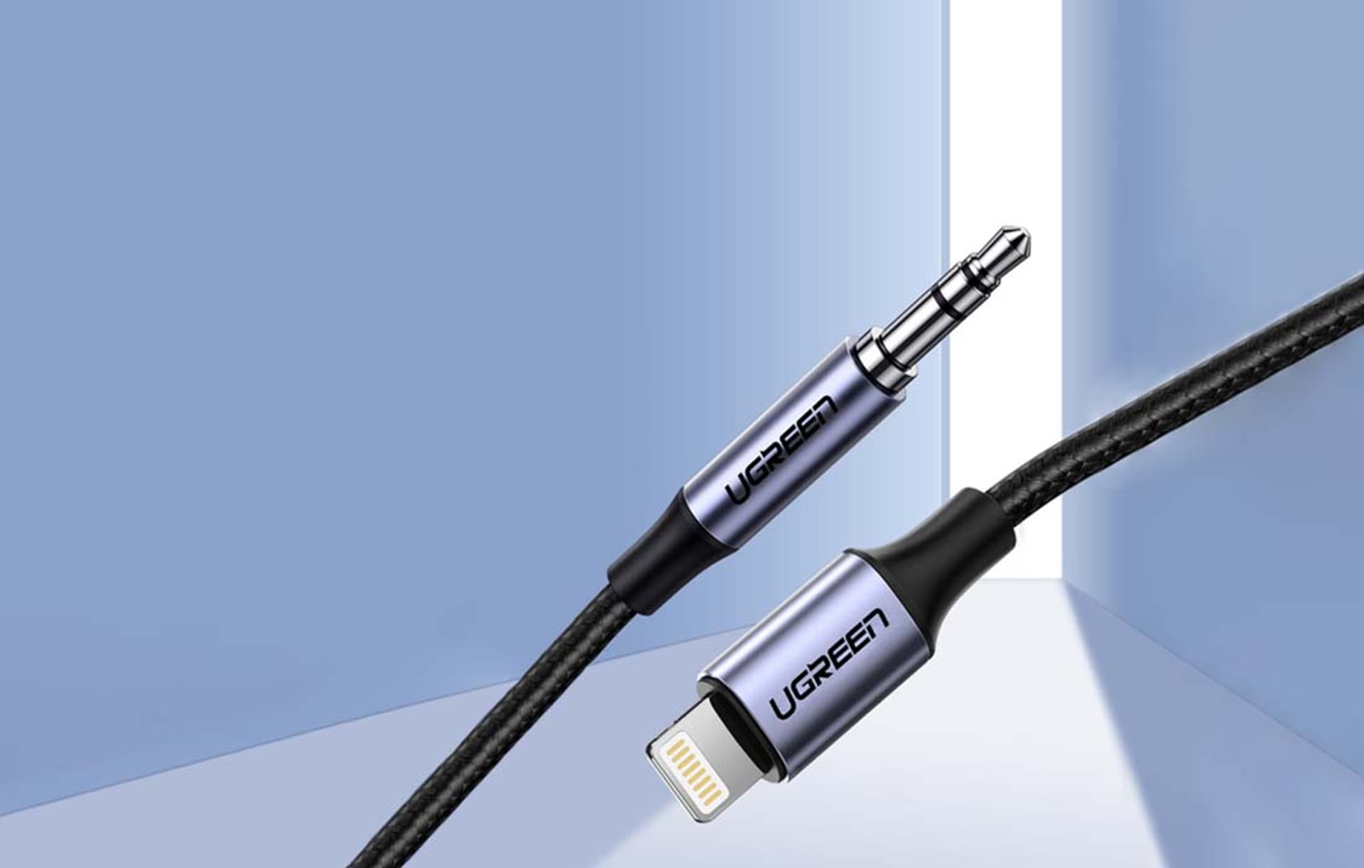 

Kabel lightning UGREEN US315 do mini jack 3.5mm AUX, MFi, 1m (czarny)