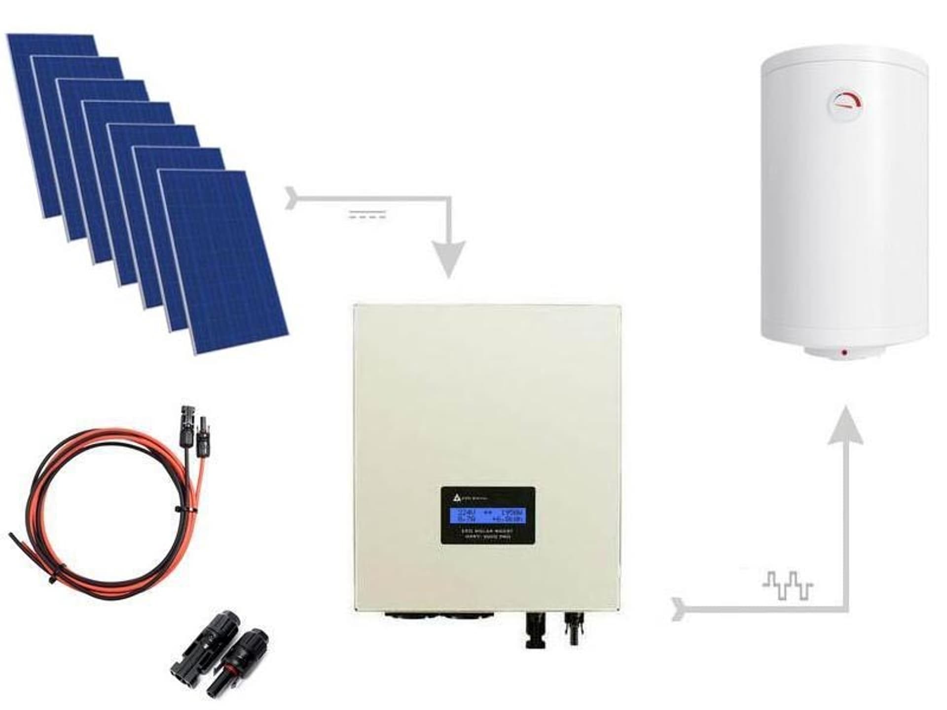 

Zestaw solarny 2850W do grzania wody: Przetwornica ECO Solar Boost PRO 3,5kW+7x Panel solarny +2x Kabel solarny+Złącza MC4