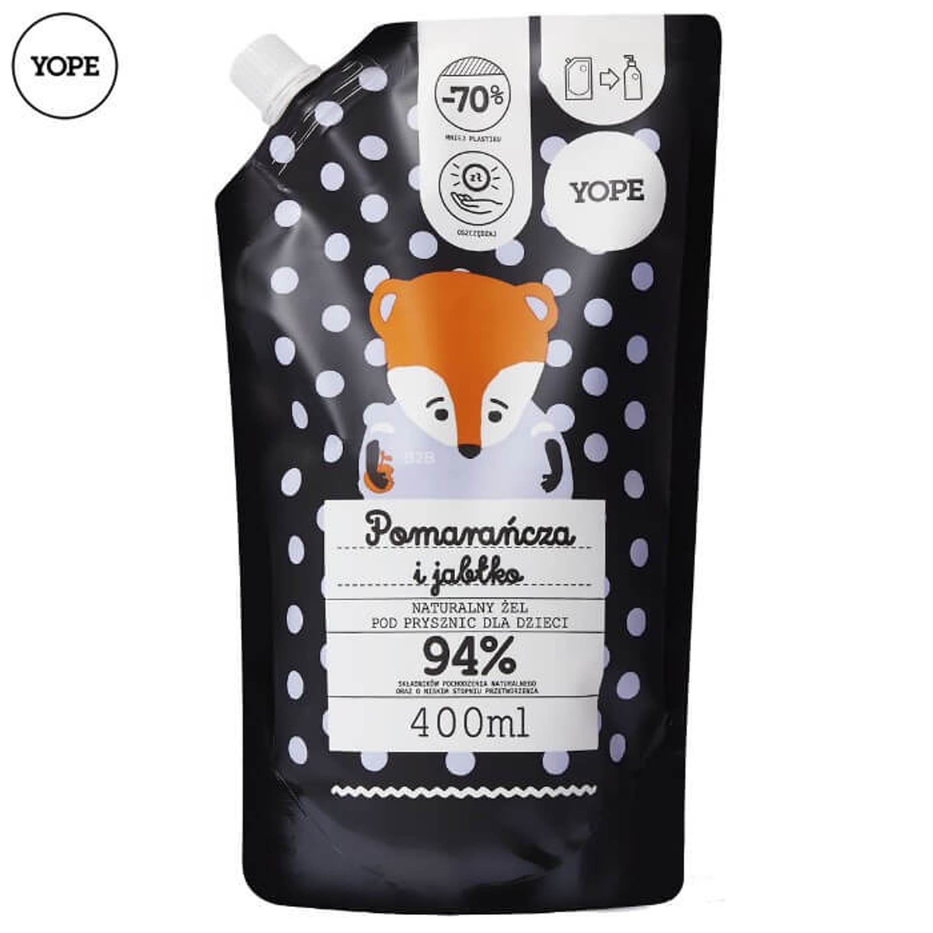

Yope Naturalny Żel pod prysznic dla dzieci - JABŁKO i POMARAŃCZA - zapas 400ml