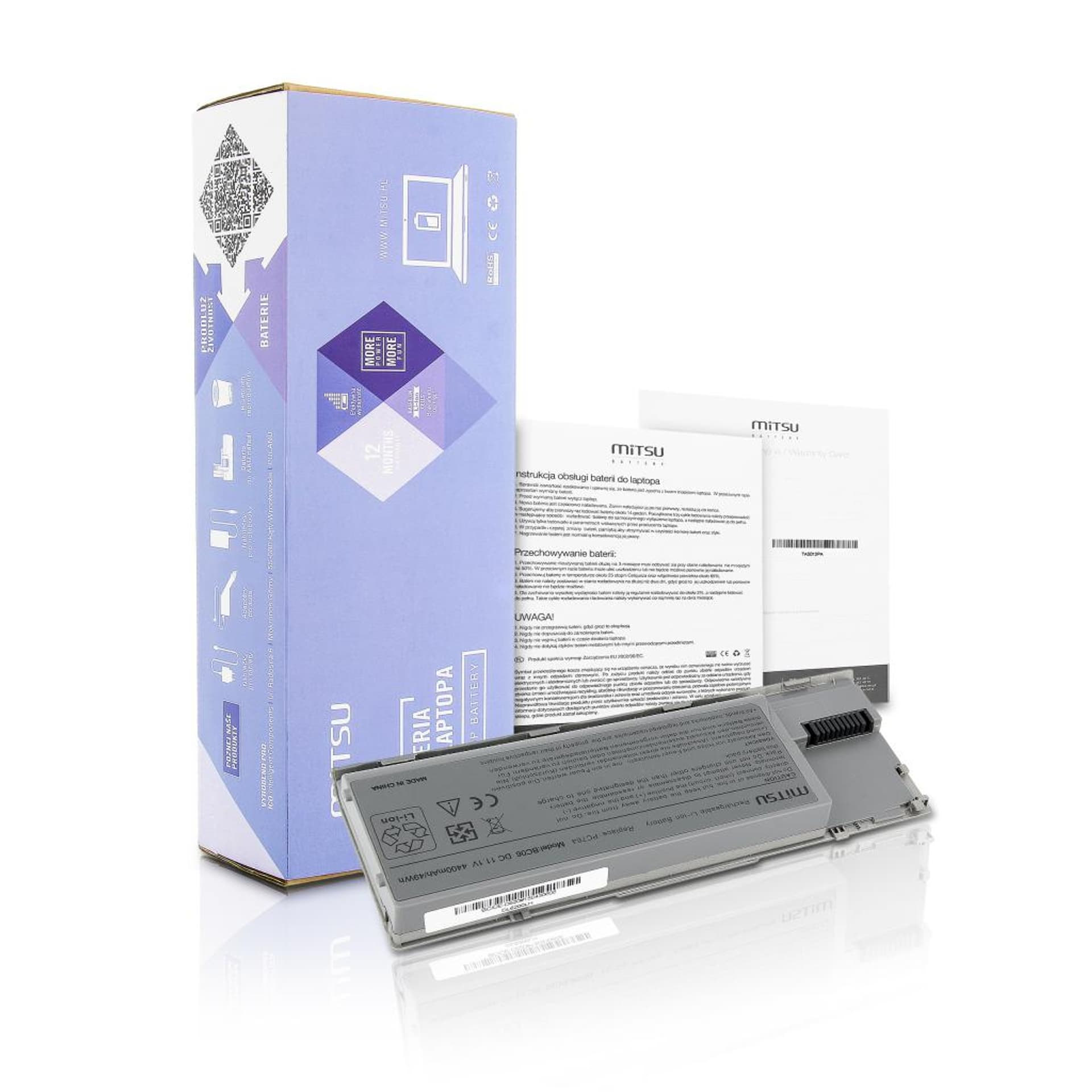 

Bateria Mitsu do Dell Latitude D620 (4400mAh)