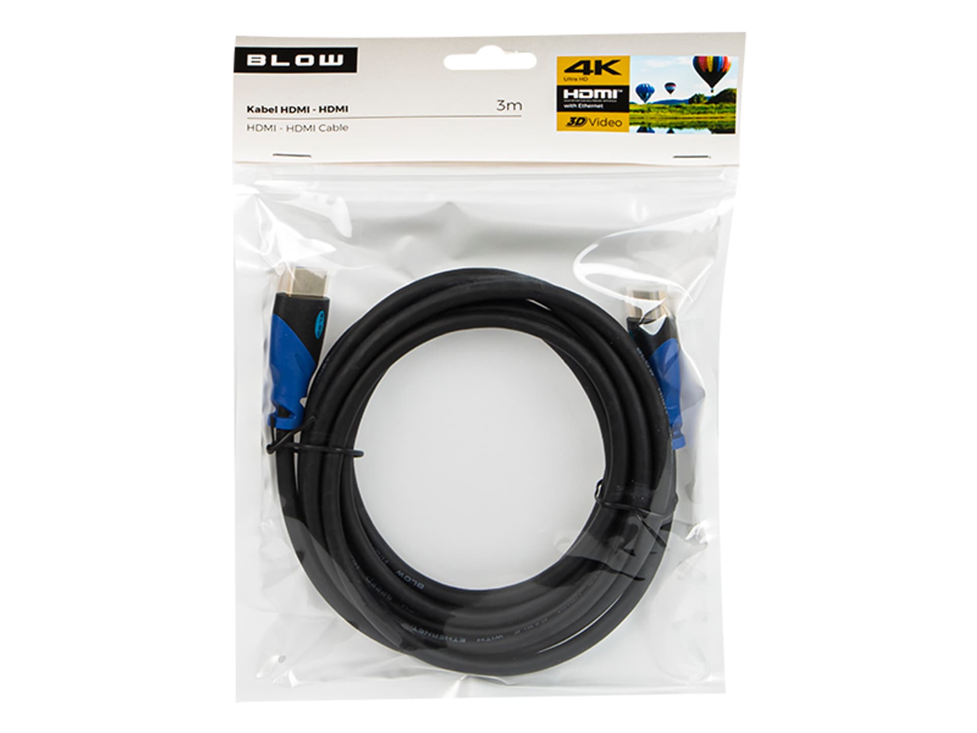 

92-638# Przył.hdmi-hdmi blue proste 3m 4k