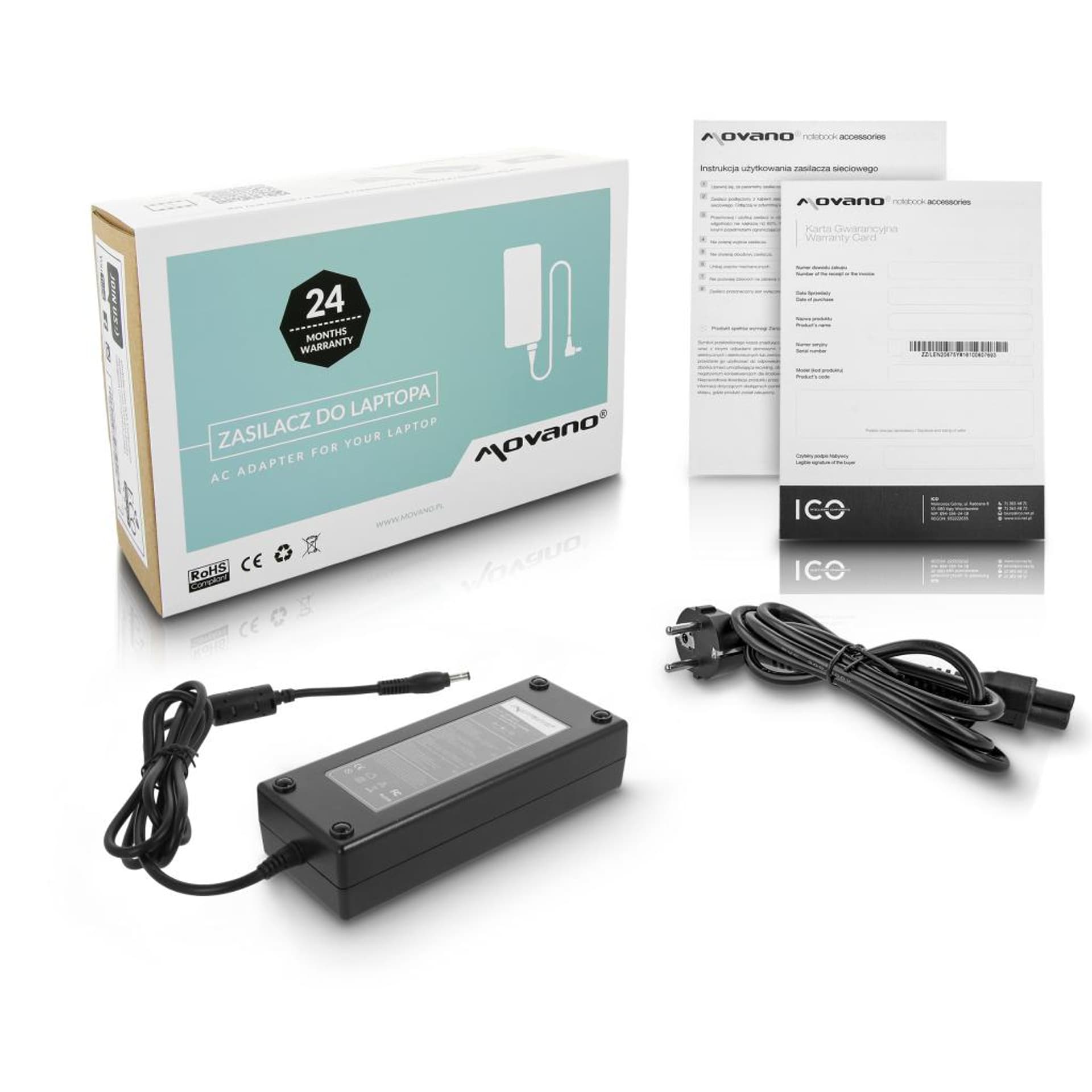 

Zasilacz Movano 18.5v 6.5a (5.5x2.5) 120W do HP, Compaq, 5.5x2.5) 120w do hp/compa
