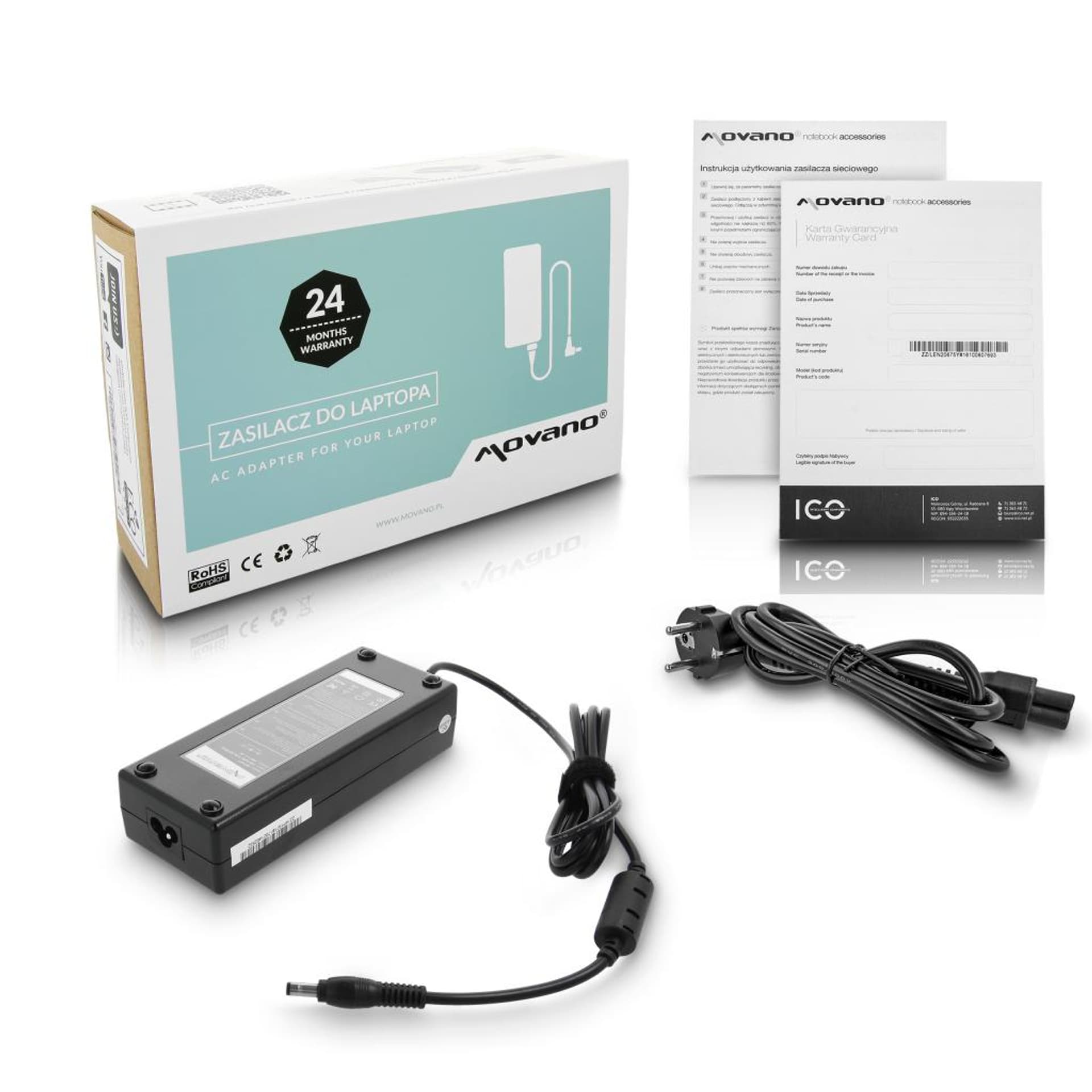 

Zasilacz Movano 19v 7.1a (5.5x2.5) 135W do Acer, Asus, HP, Toshiba, 5.5x2.5) 135w do acer/asus/hp/toshib