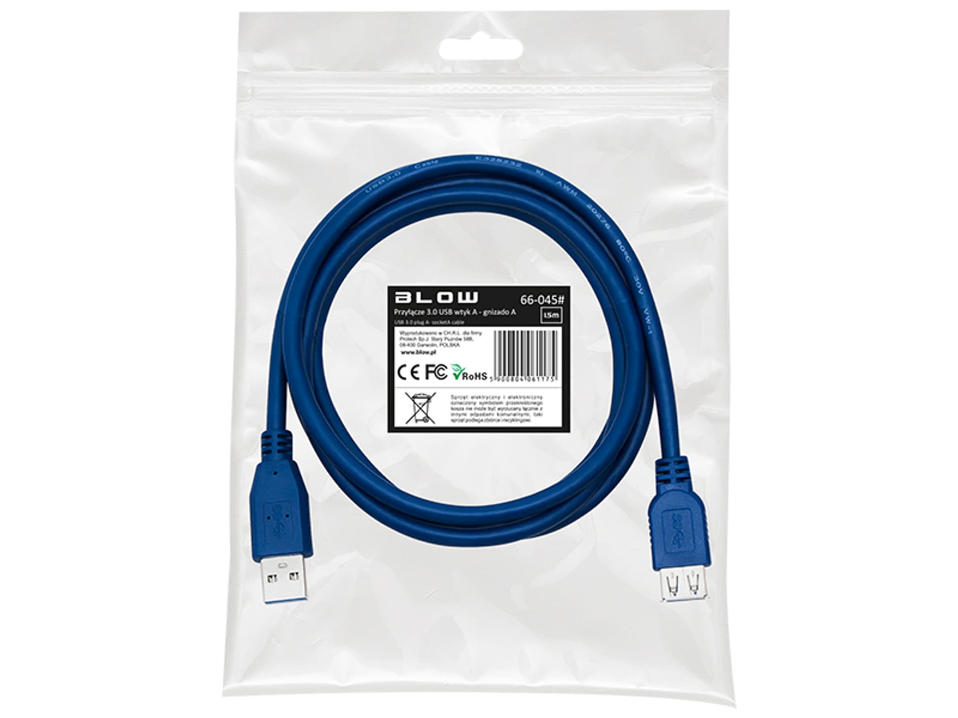 

Przedłużacz USB 3.0 A-A wtyk-gniazdo 1,5m