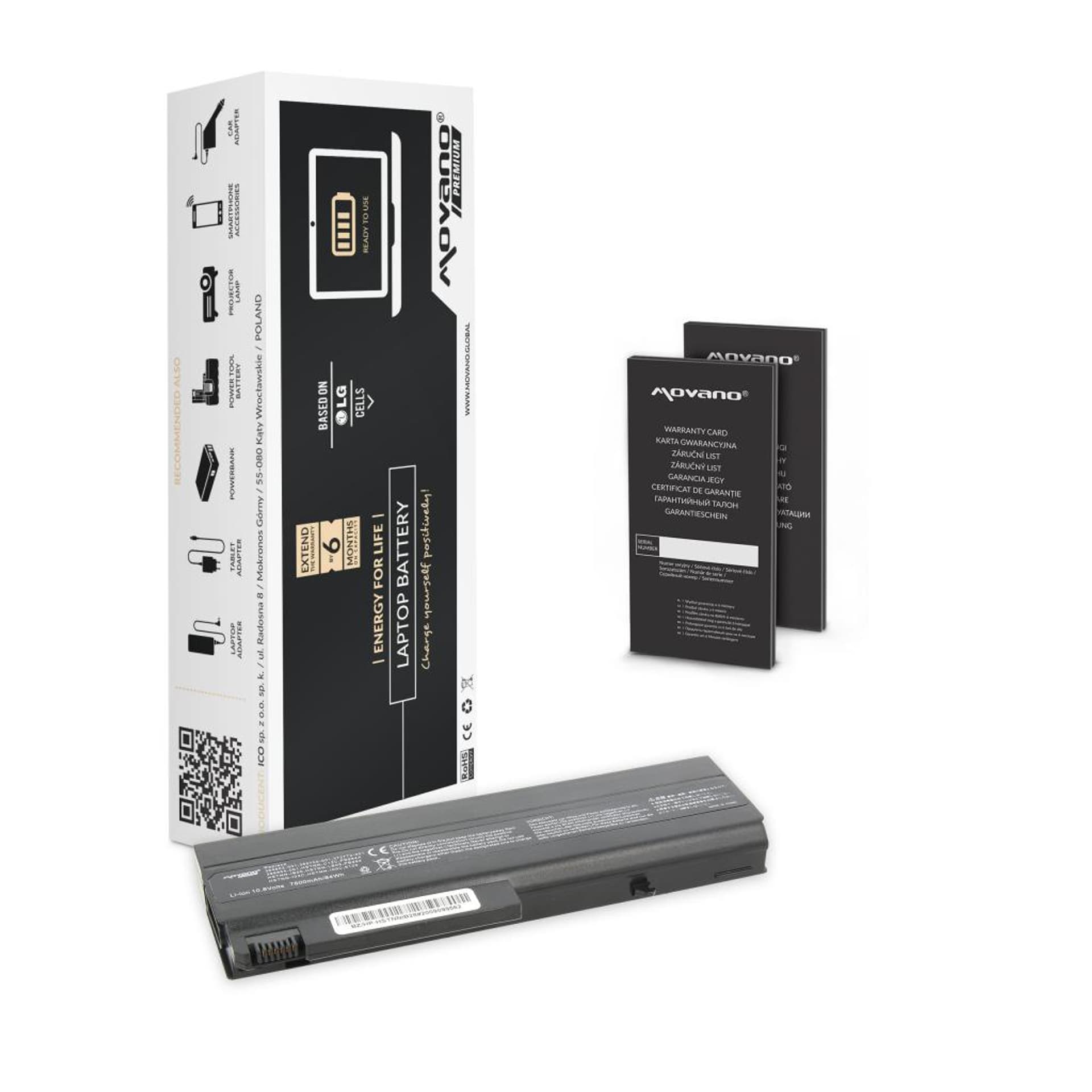 

Bateria Movano Premium do HP nc6100, nx6120 (7800mAh)