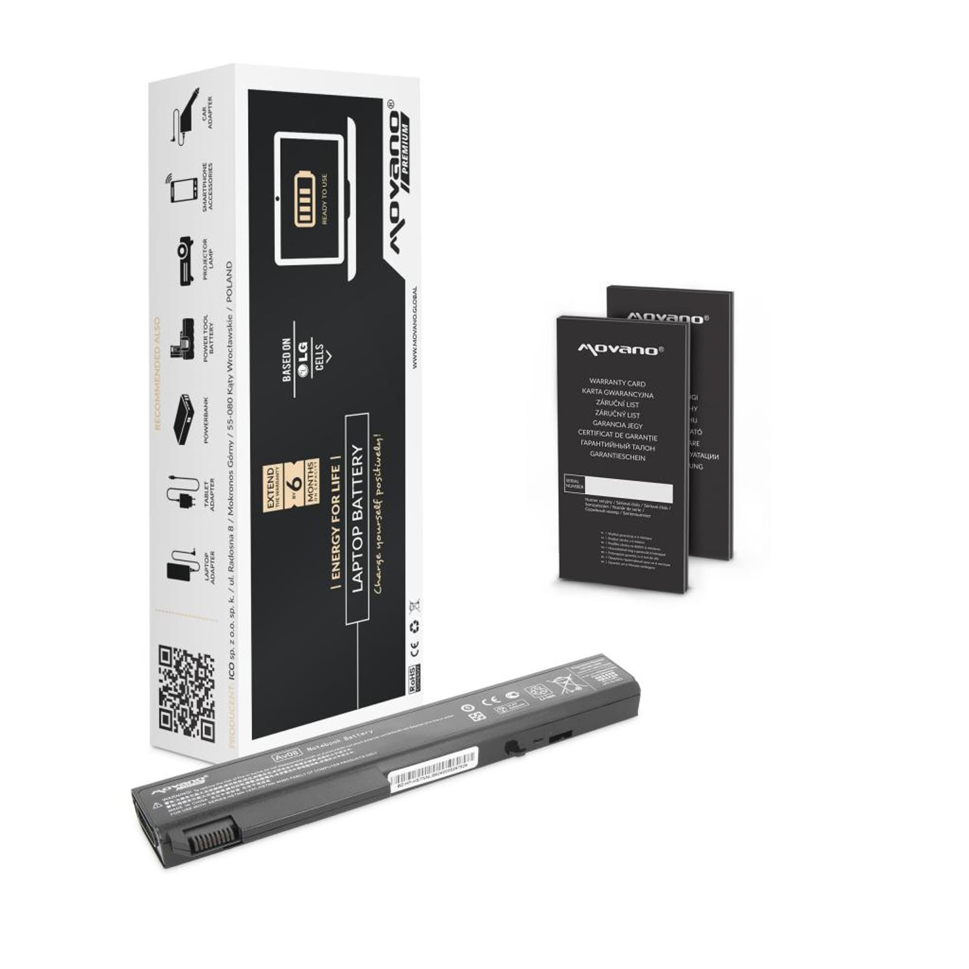 

Bateria Movano Premium do HP EliteBook 8530p, 8730w, 8540w