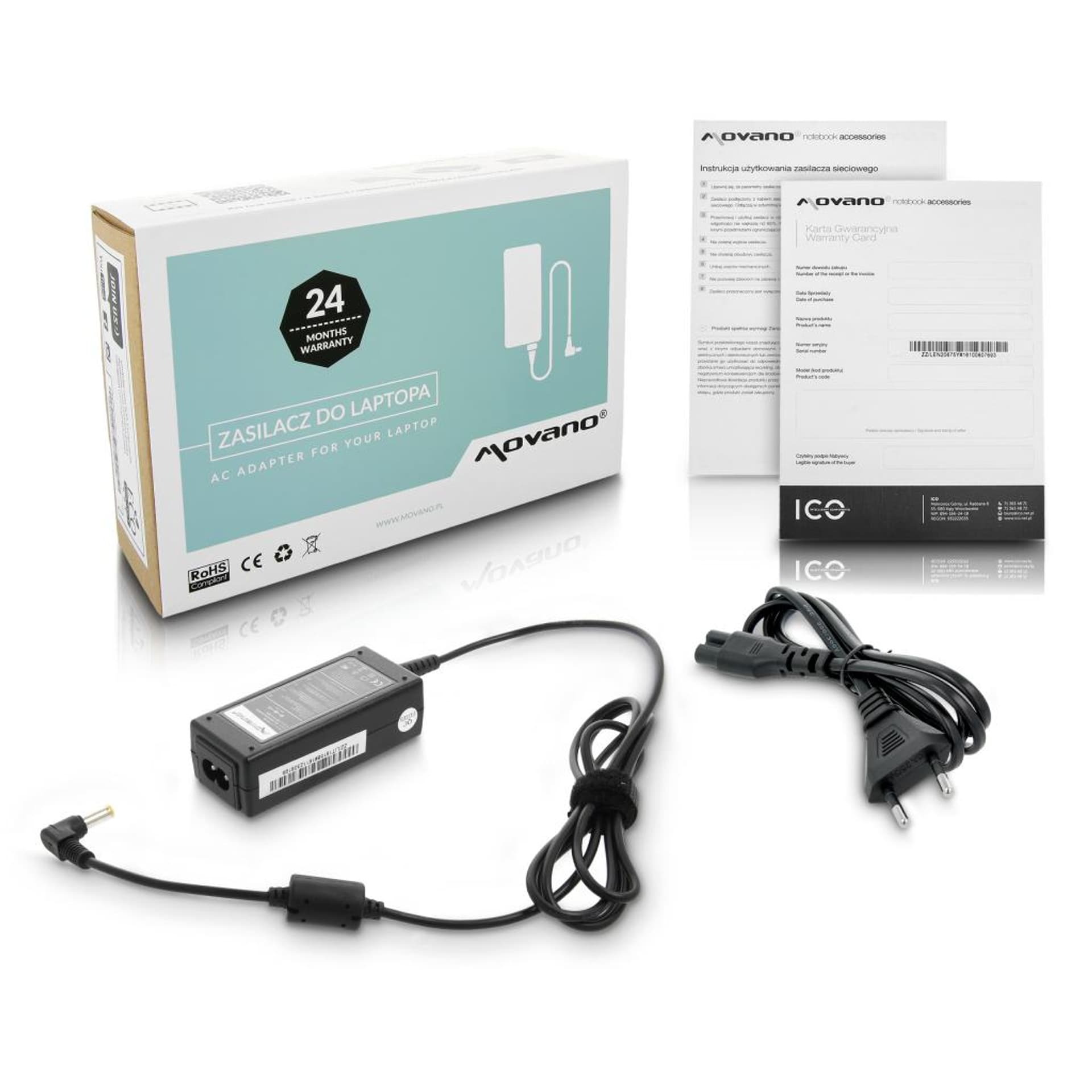 

Zasilacz Movano 19v 1.58a (5.5x2.5) 30W do Toshiba, 5.5x2.5) 30w do toshib