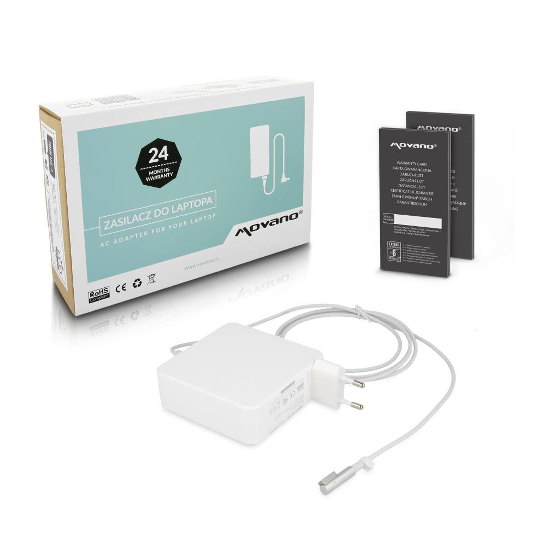 

Zasilacz Movano 18.5v 4.6a (magsafe) 85W do Apple, Magsafe) 85w do appl